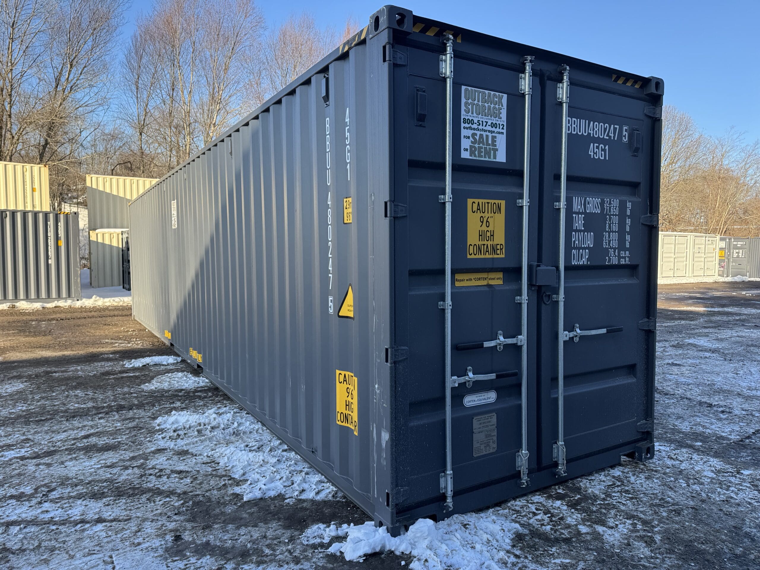 40ft New High Cube Shipping Container – Wind & Watertight – Gray — 40ft — new (image 1 of 12)