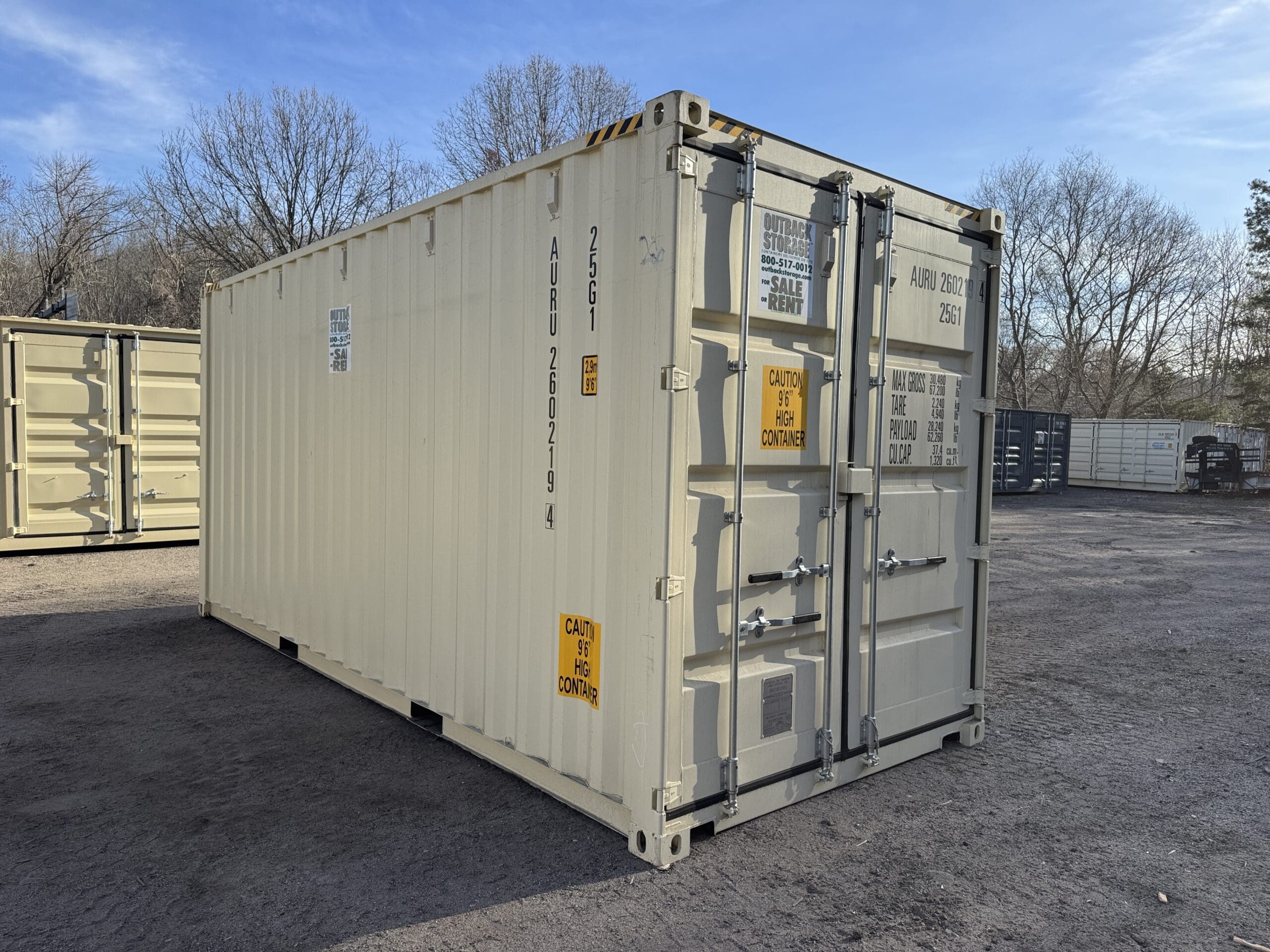 20ft New High Cube Shipping Container – Wind & Watertight – Beige — 20ft — new (image 1 of 12)