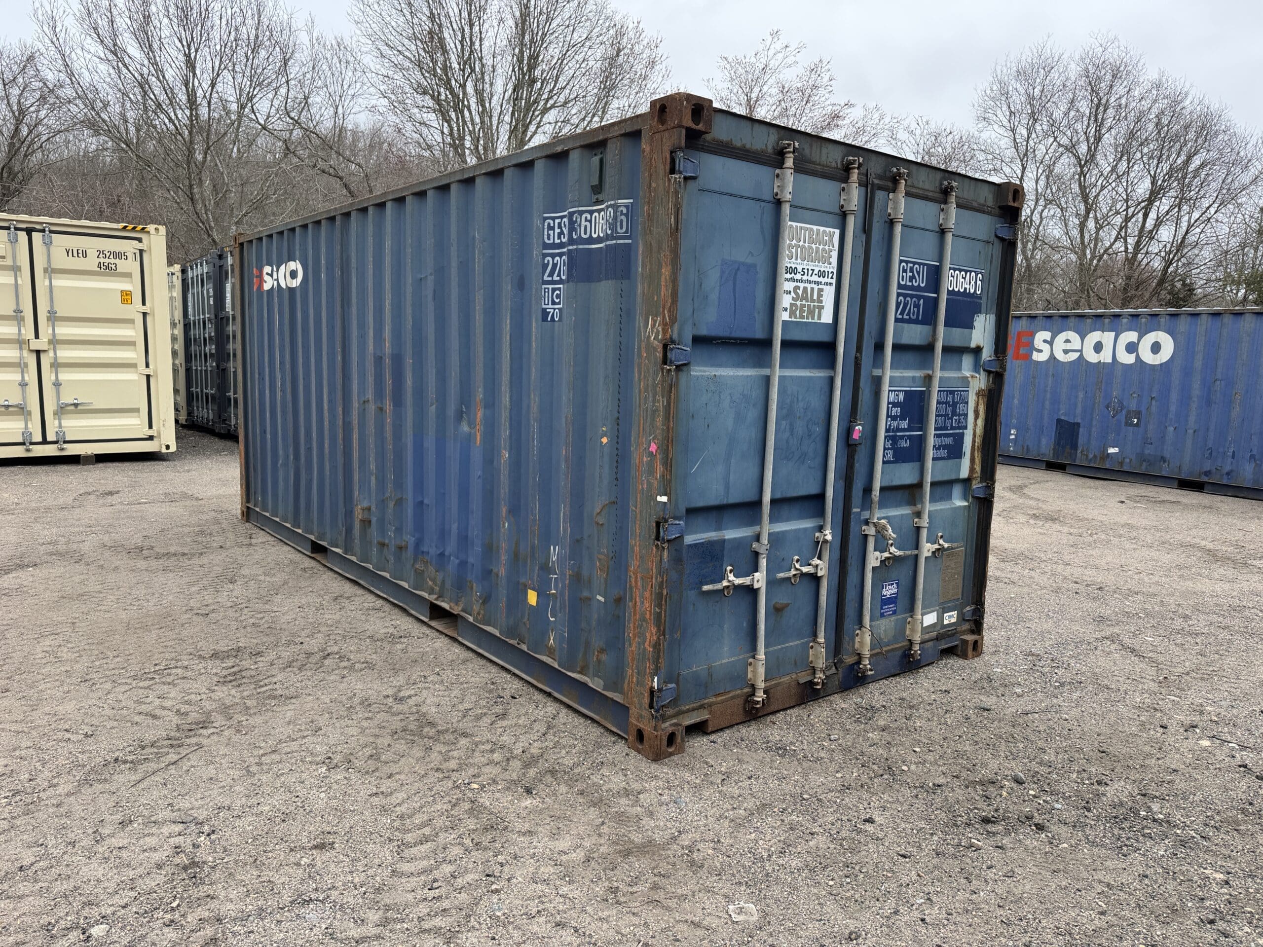 20ft Used Shipping Container – Wind & Watertight – Blue — 20ft — used (image 1 of 12)