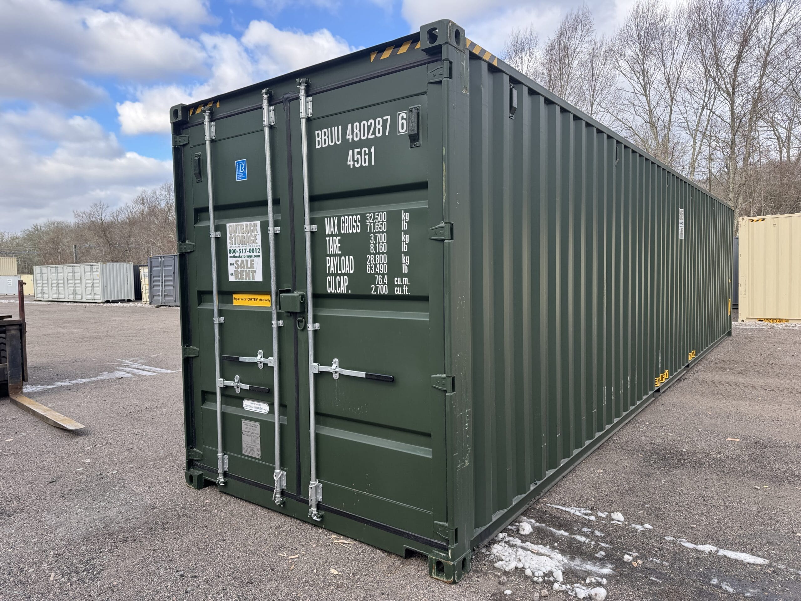 40ft New High Cube Shipping Container – Wind & Watertight – Green — 40ft — new (image 1 of 12)