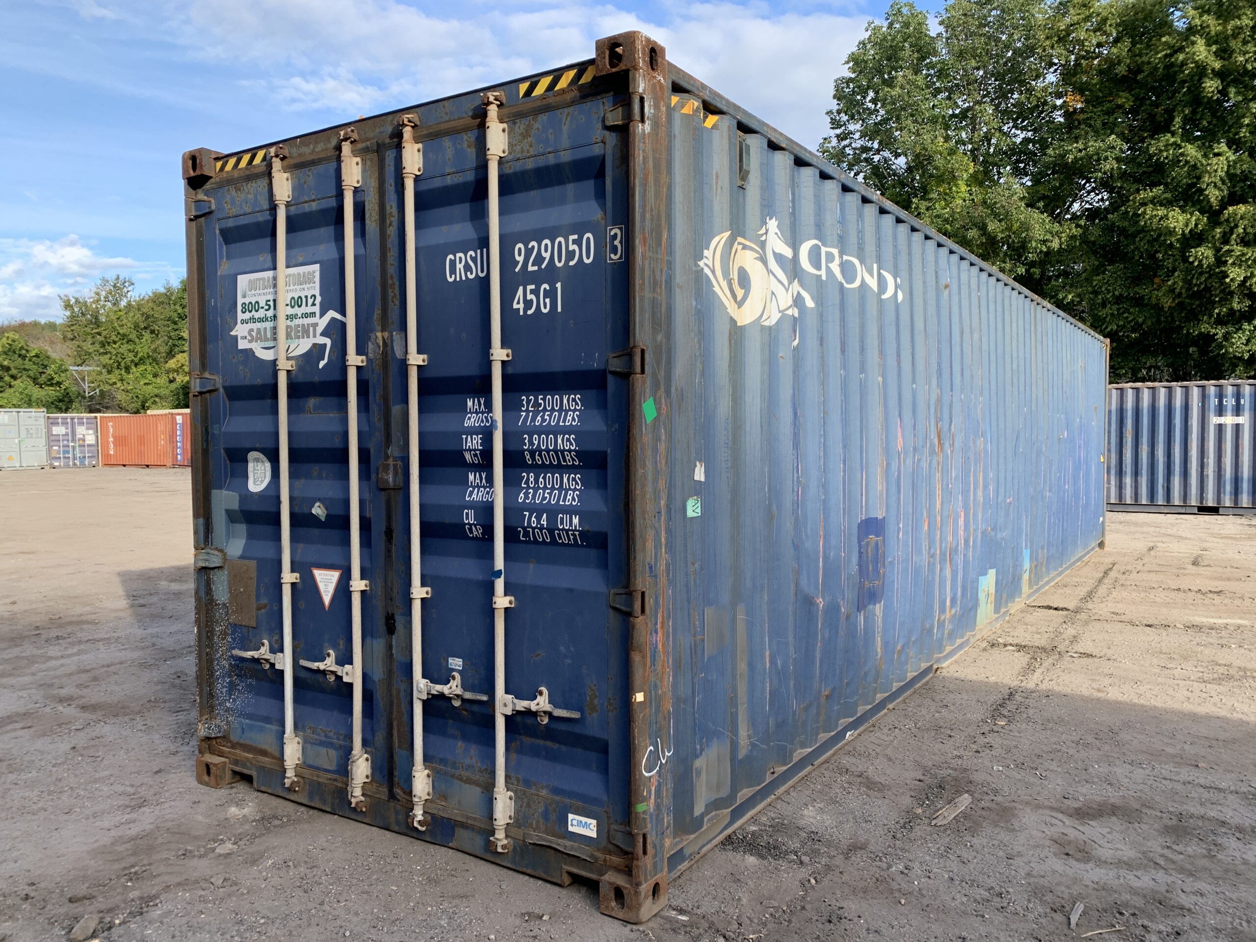 40ft As-Is High Cube Shipping Container – Wind & Watertight – Blue — 40ft — as_is (image 1 of 12)