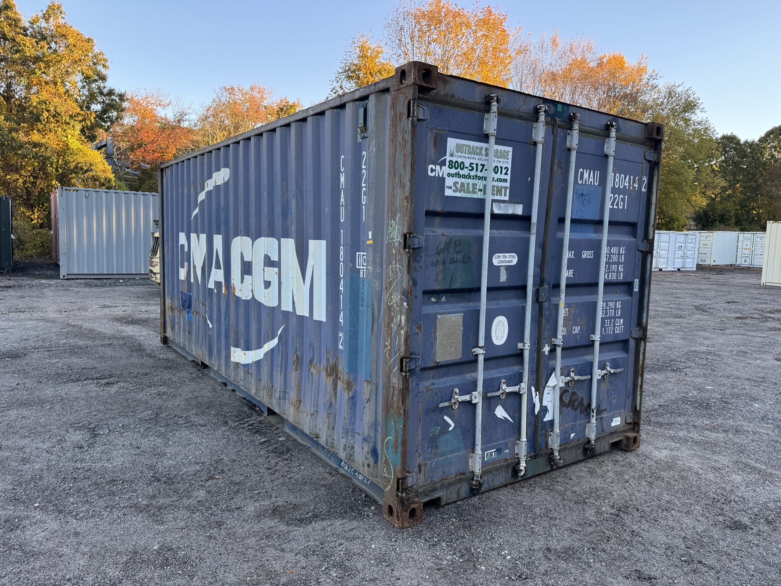 20ft Used Shipping Container – Wind & Watertight – Blue — 20ft — used (image 1 of 12)