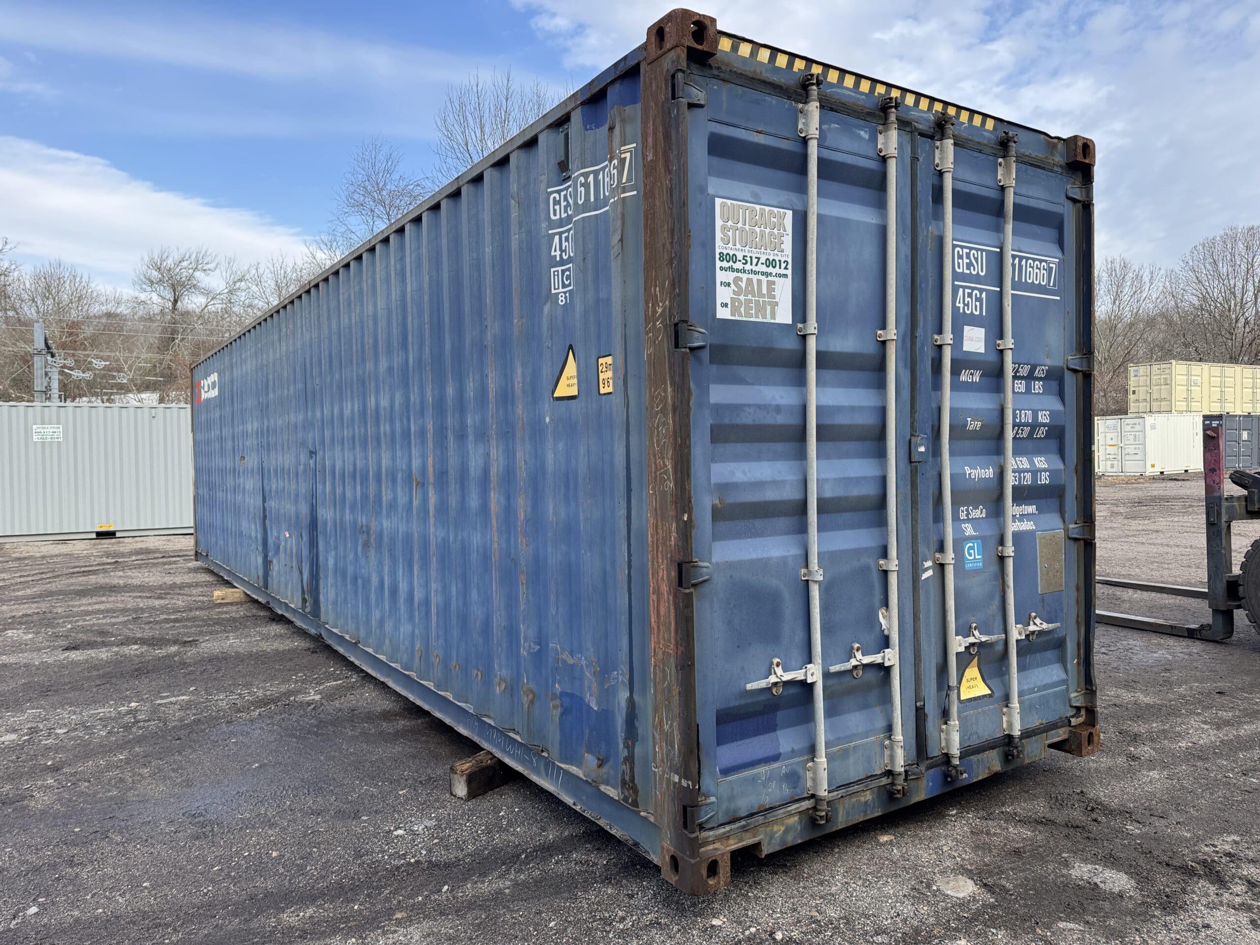 40ft Used High Cube Shipping Container – Wind & Watertight – Blue — 40ft — used (image 1 of 12)