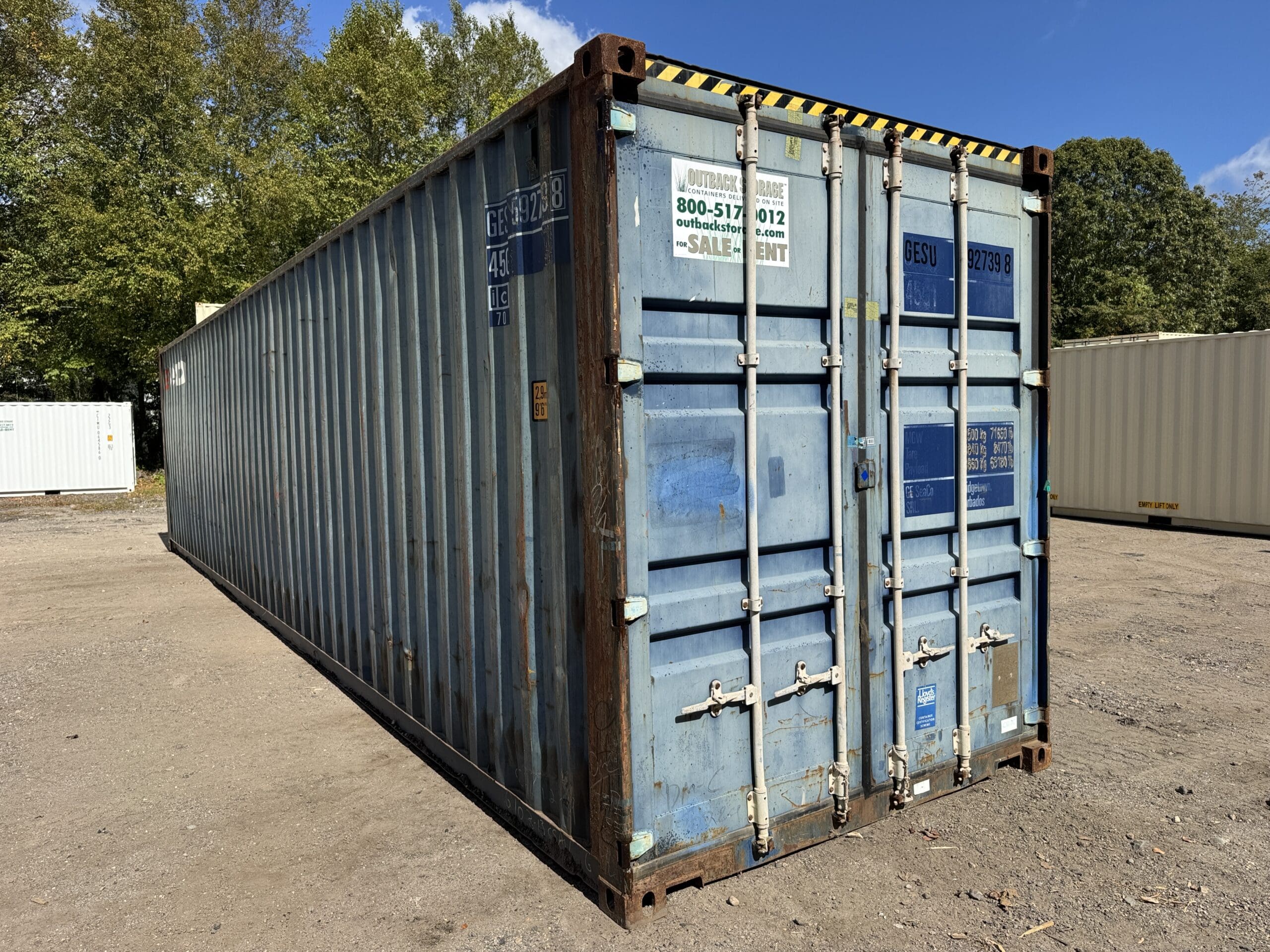 40ft Used High Cube Shipping Container – Wind & Watertight – Blue — 40ft — used (image 1 of 12)