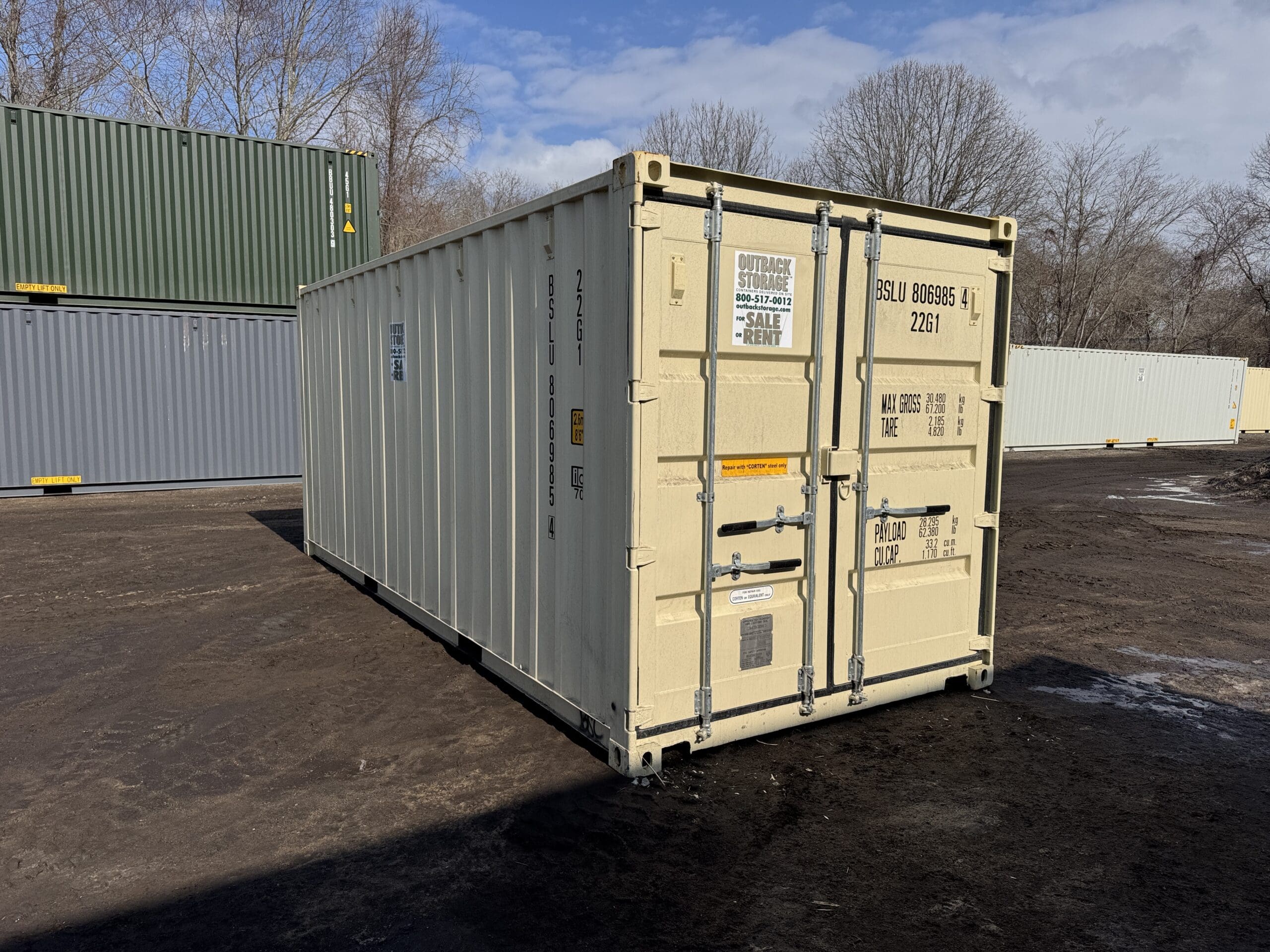 20ft New Shipping Container – Wind & Watertight – Beige — 20ft — new (image 1 of 12)