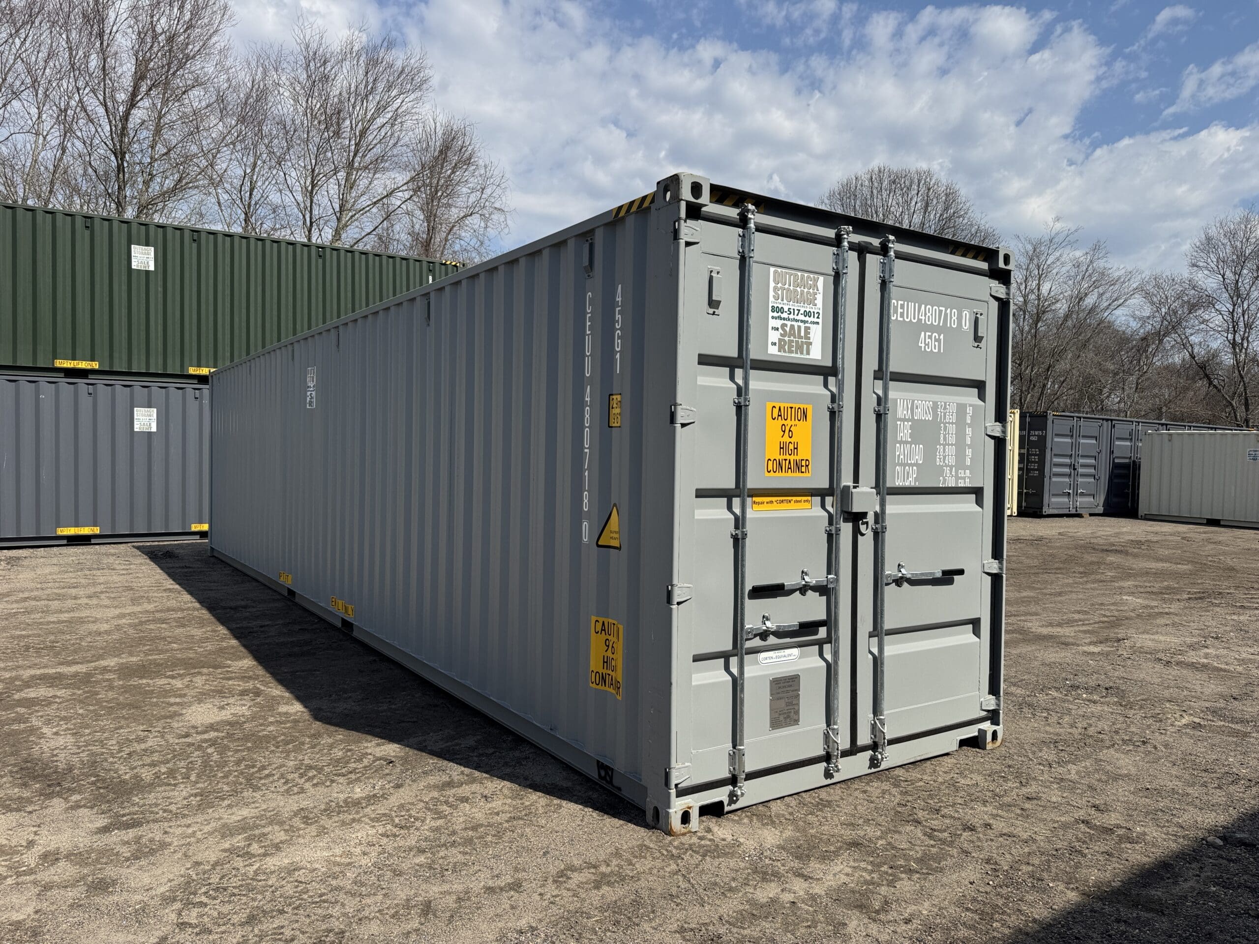 40ft New High Cube Shipping Container – Wind & Watertight – Gray — 40ft — new (image 1 of 12)