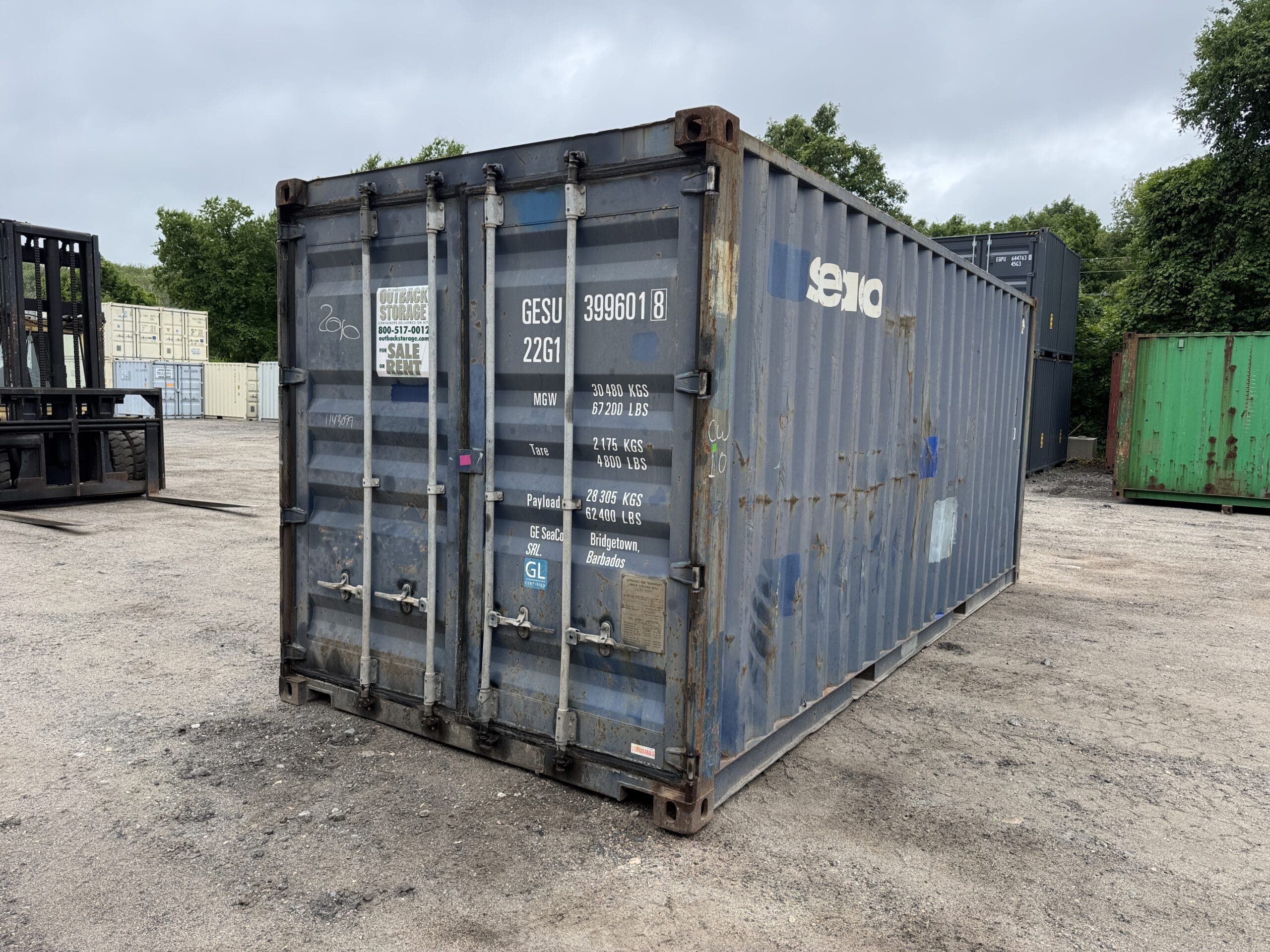 20ft Used Shipping Container – Wind & Watertight – Blue — 20ft — used (image 1 of 12)
