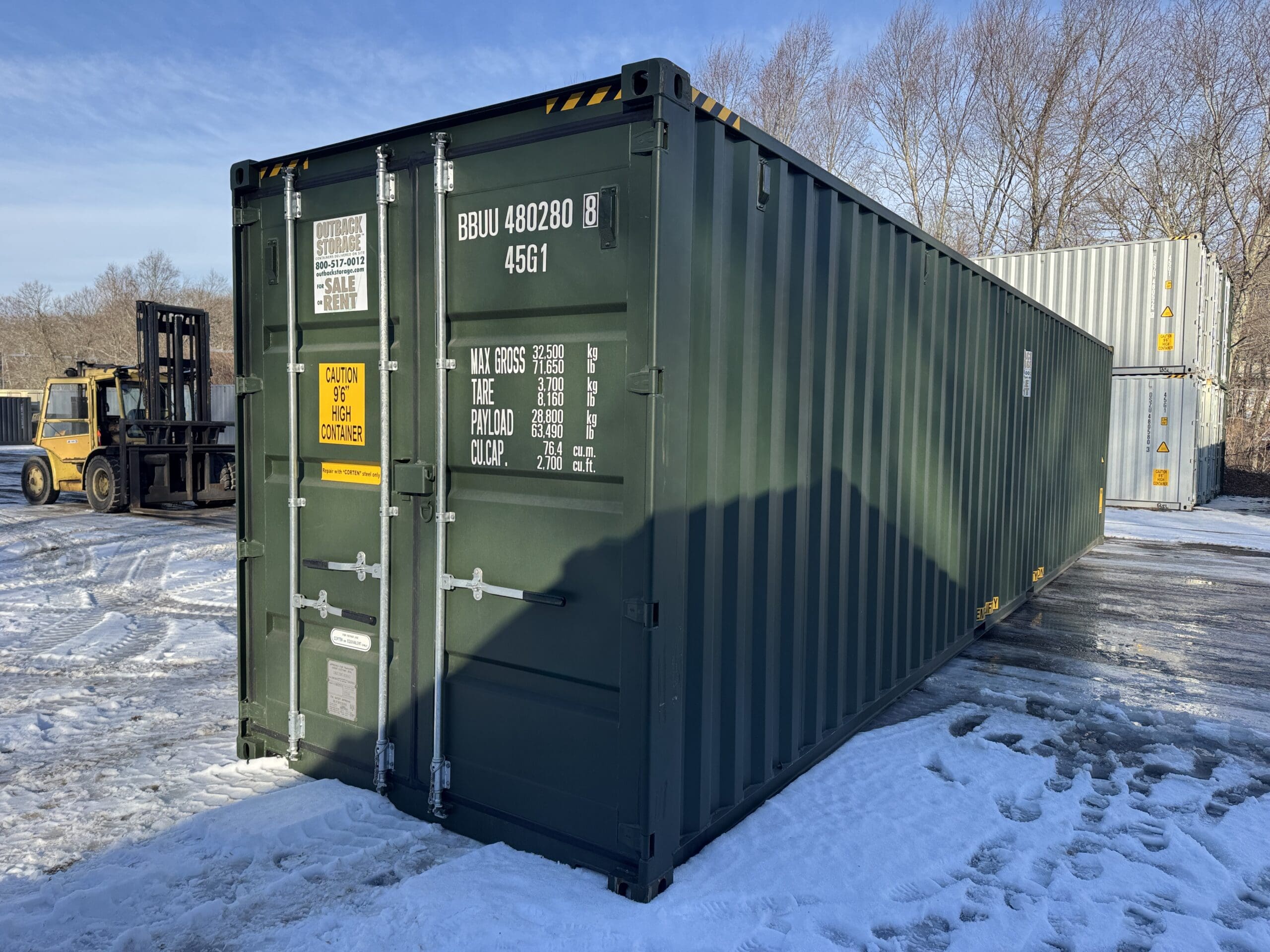 40ft New High Cube Shipping Container – Wind & Watertight – Green — 40ft — new (image 1 of 12)