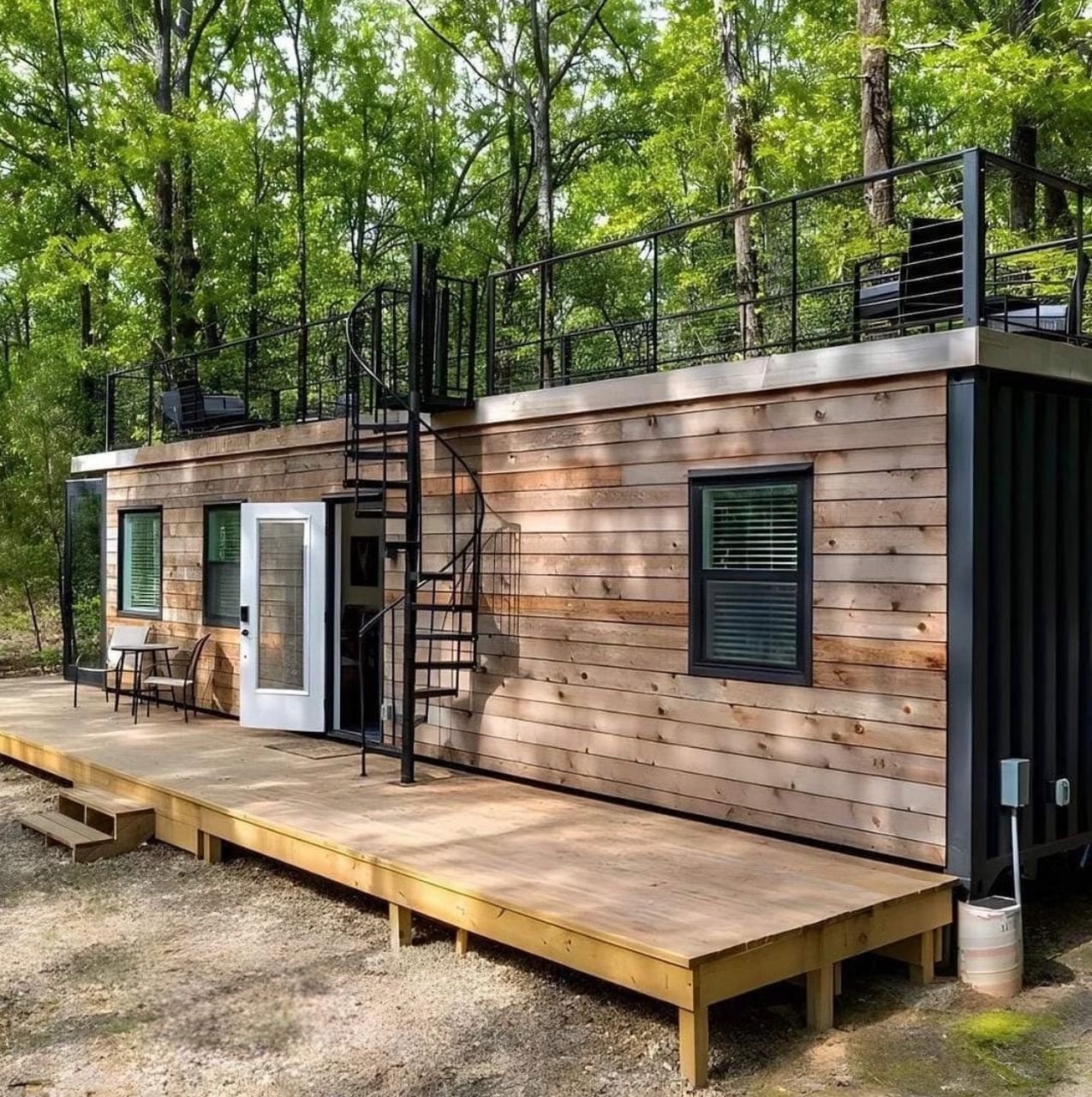 Luxury 1 Bedroom Tiny Home with Rooftop Deck – Fully Furnished Modern Prefab Container Home with Bathroom, Smart Interior & Fast…
