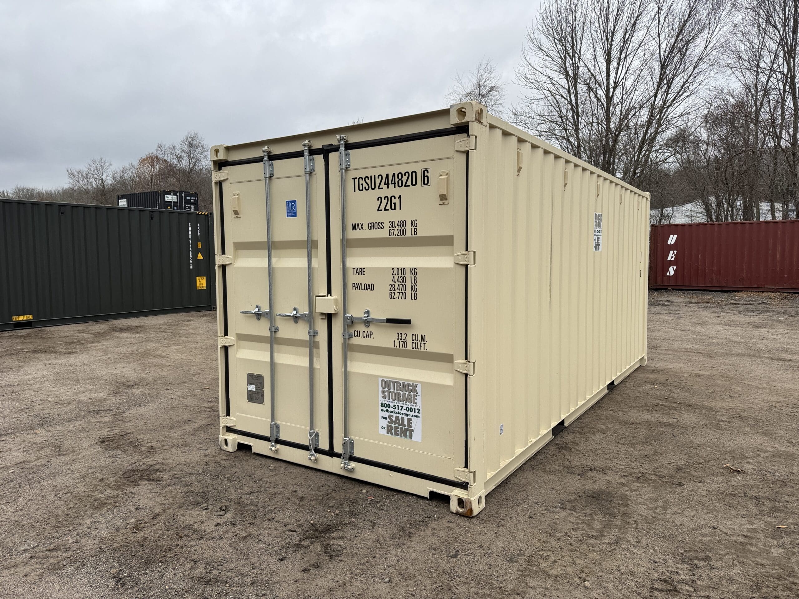 20ft New Shipping Container – Wind & Watertight – Beige — 20ft — new (image 1 of 12)