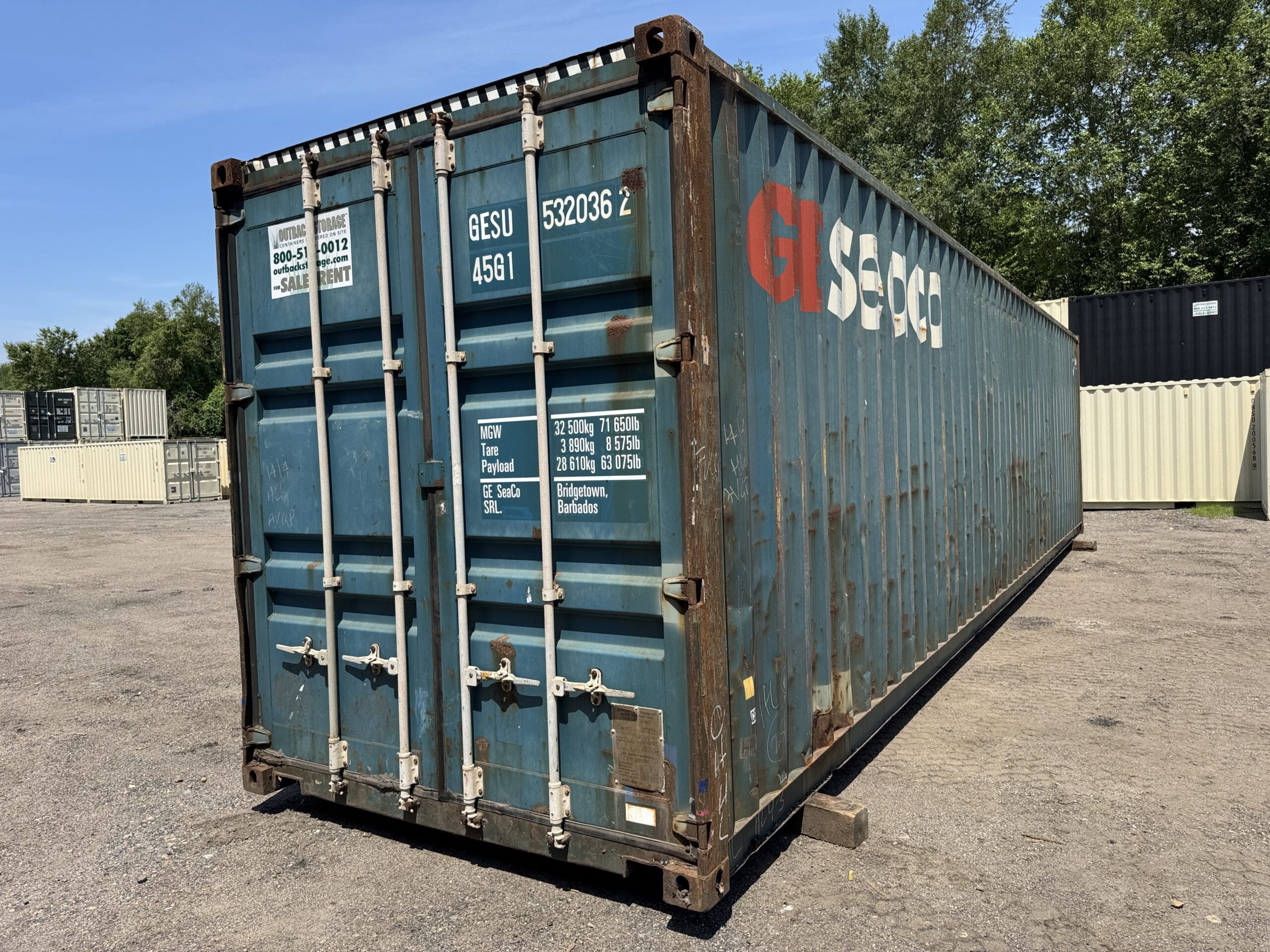 40ft Used High Cube Shipping Container – Wind & Watertight – Blue — 40ft — used (image 1 of 12)