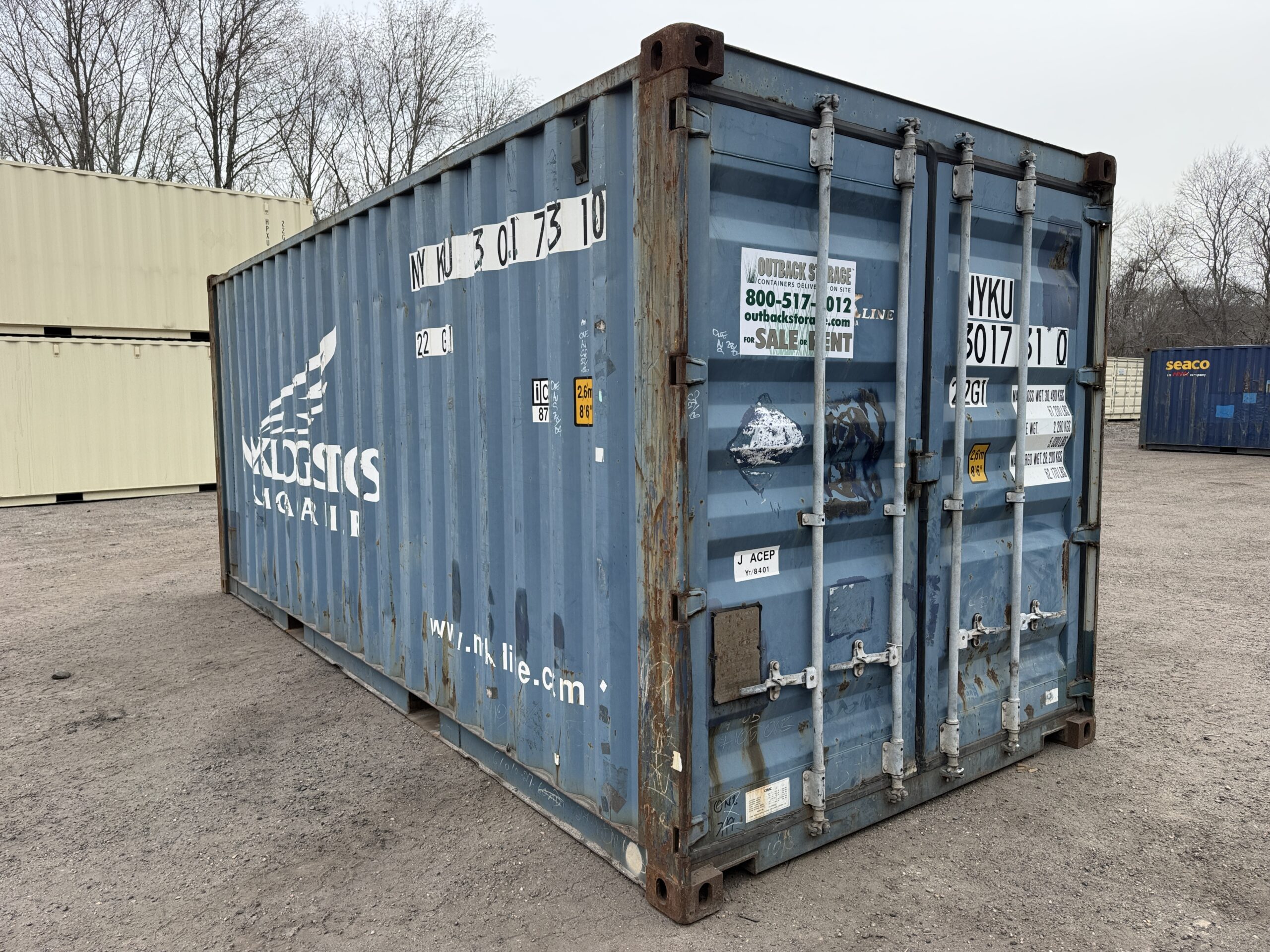 20ft Used Shipping Container – Wind & Watertight – Blue — 20ft — used (image 1 of 12)