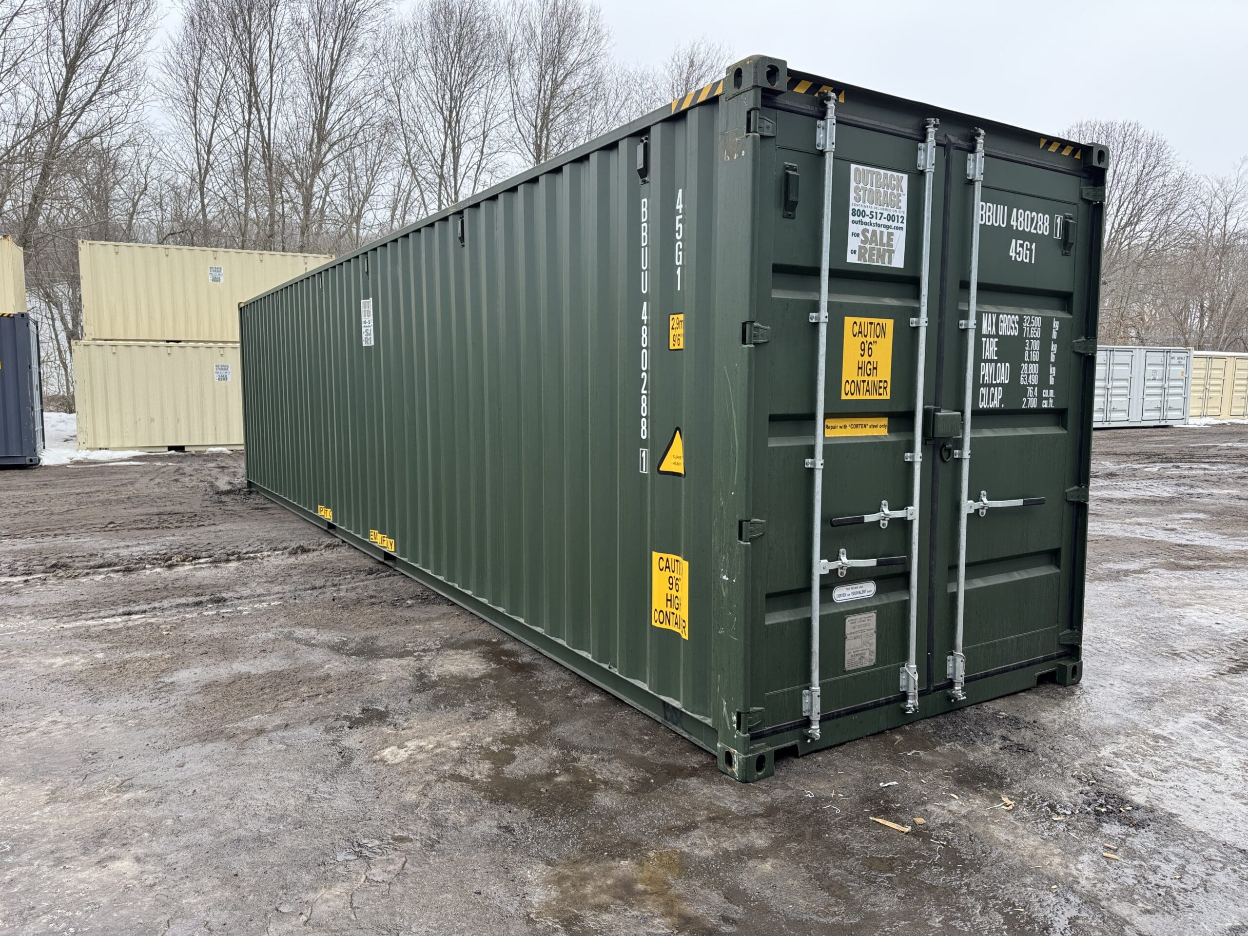 40ft New High Cube Shipping Container – Wind & Watertight – Green — 40ft — new (image 1 of 12)