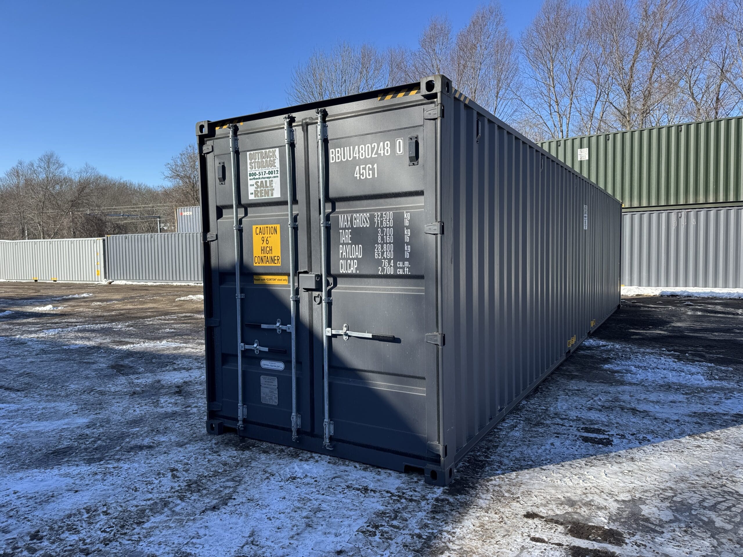 40ft New High Cube Shipping Container – Wind & Watertight – Gray — 40ft — new (image 1 of 12)