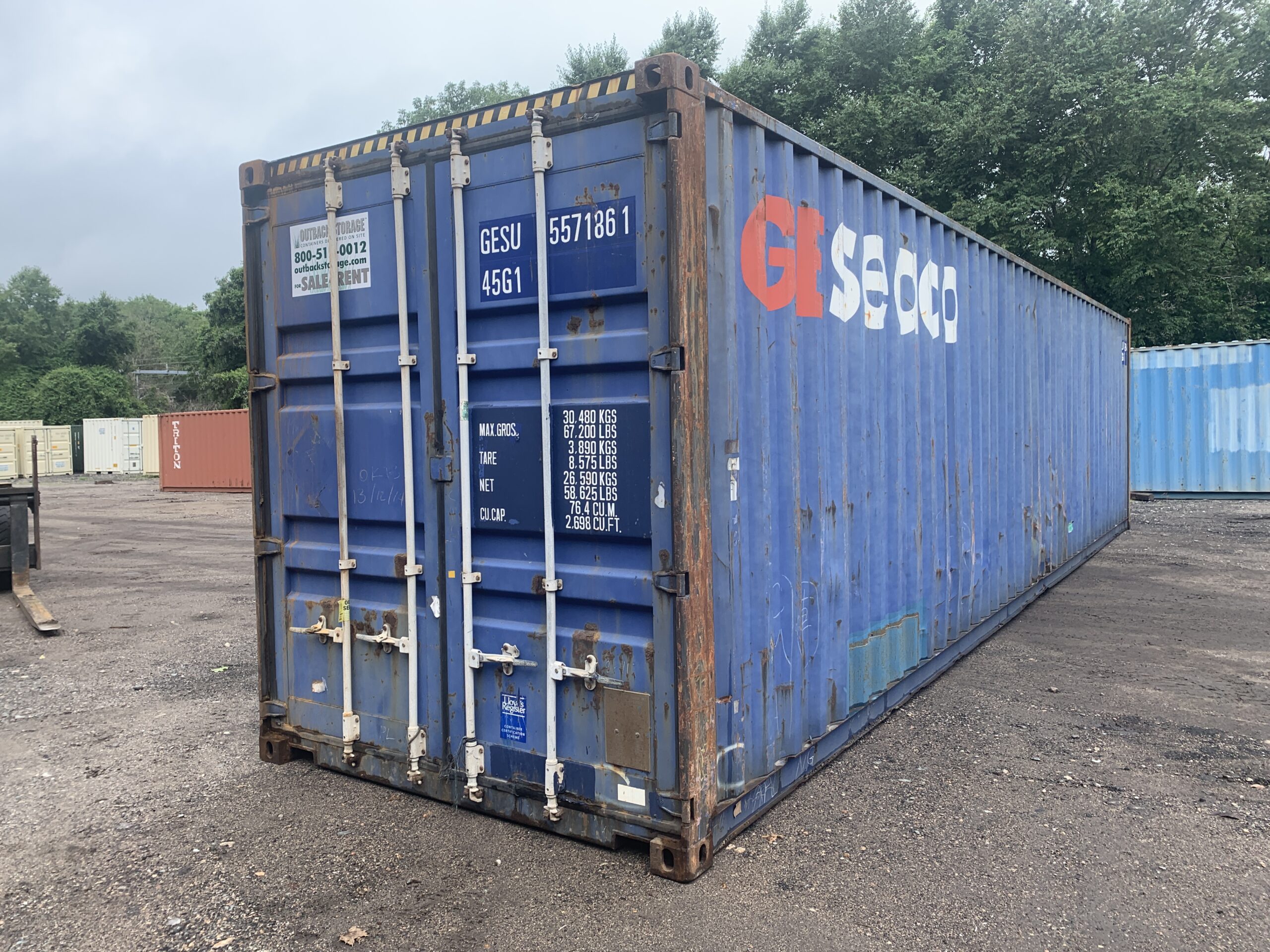 40ft Used High Cube Shipping Container – Wind & Watertight – Blue — 40ft — used (image 1 of 12)