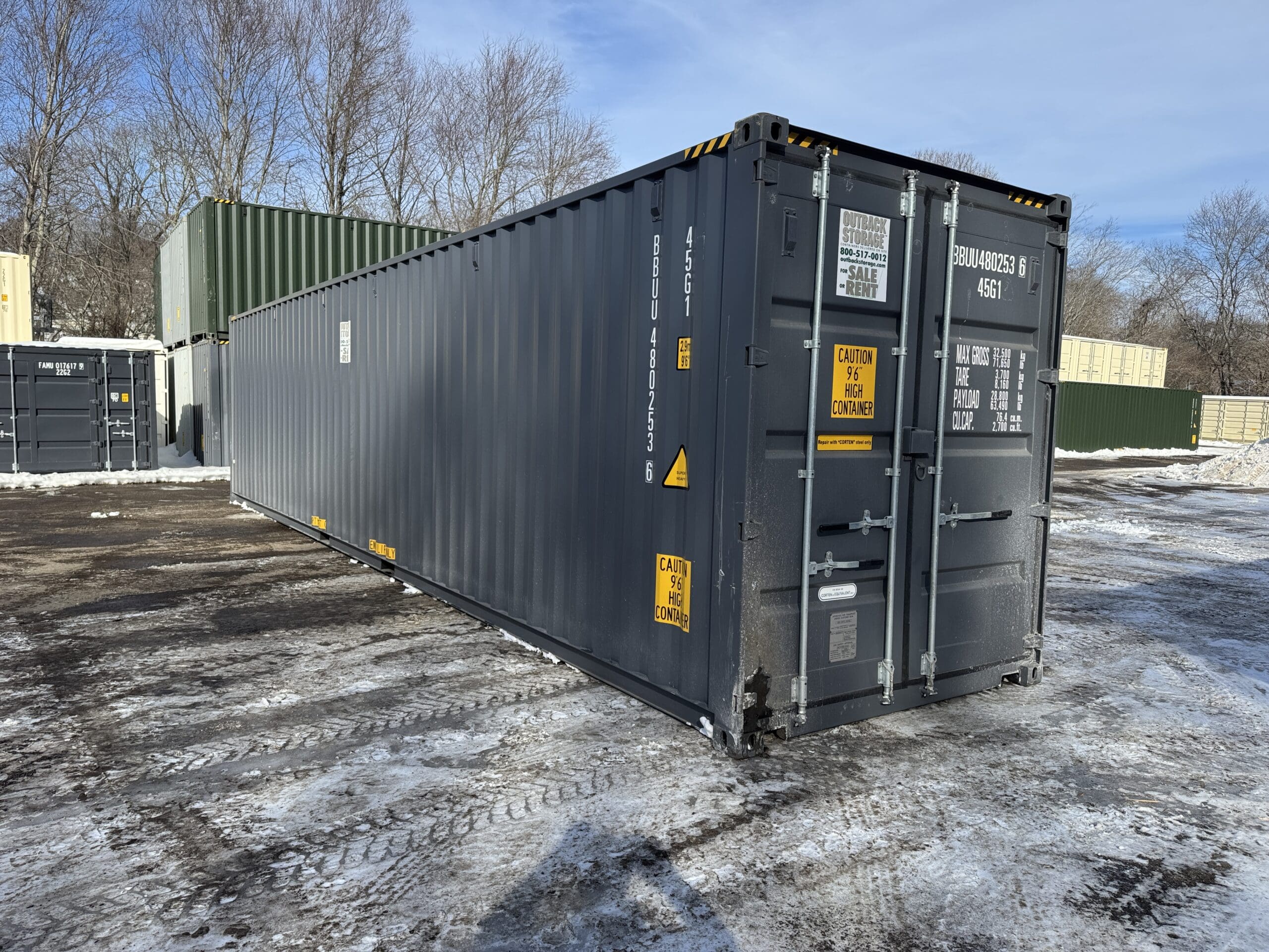 40ft New High Cube Shipping Container – Wind & Watertight – Gray — 40ft — new (image 1 of 12)