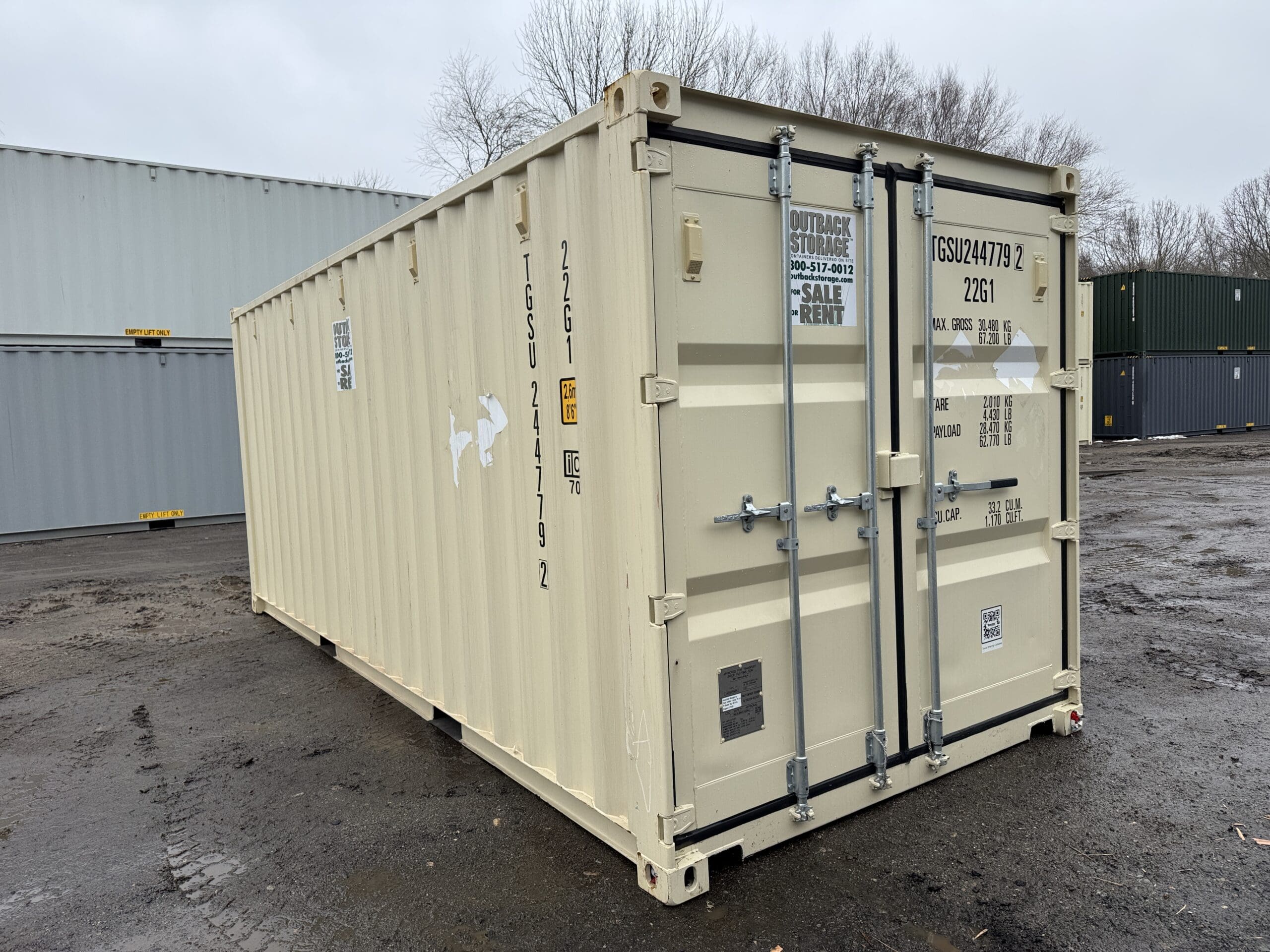 20ft New Shipping Container – Wind & Watertight – Beige — 20ft — new (image 1 of 12)