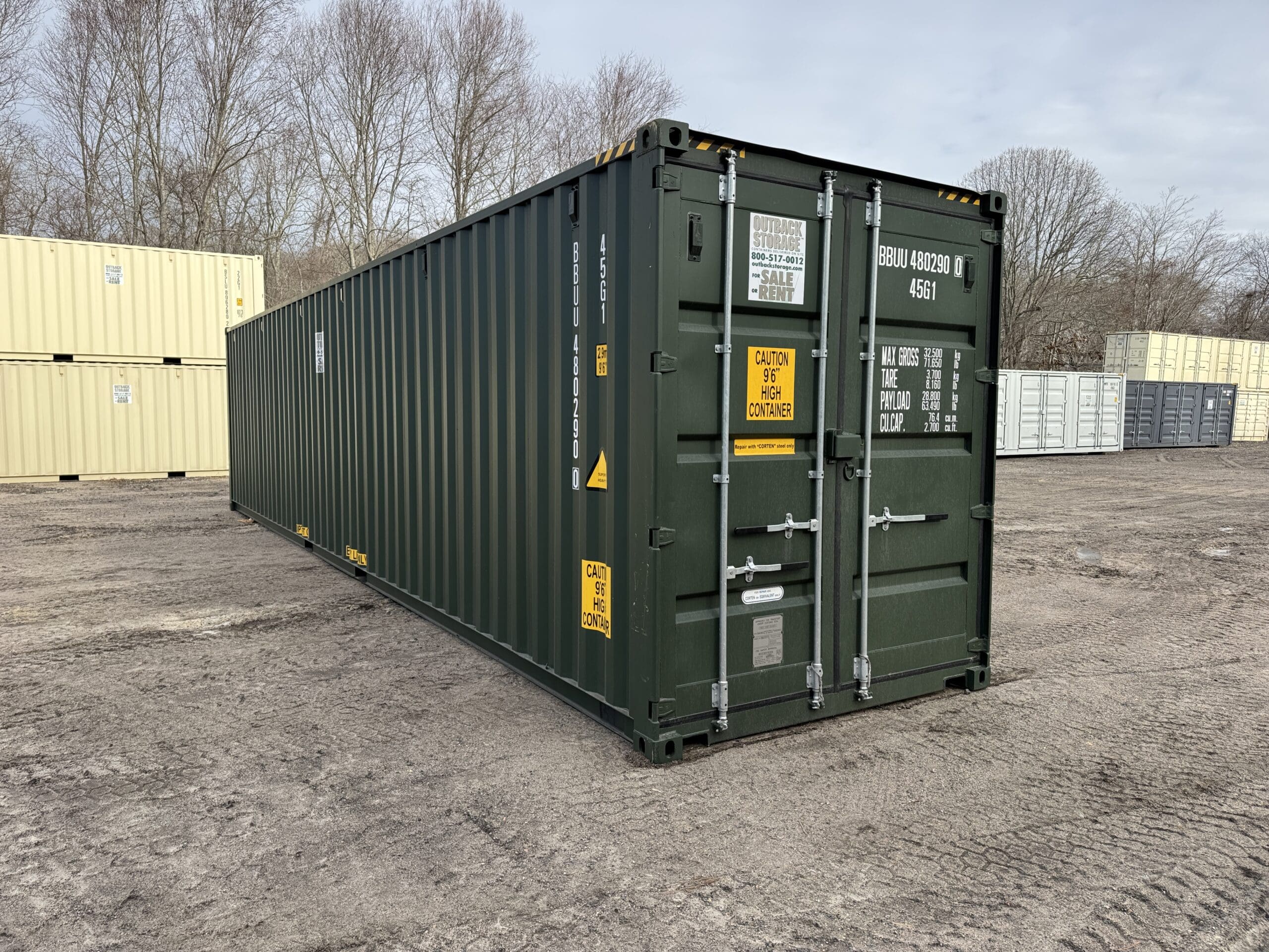 40ft New High Cube Shipping Container – Wind & Watertight – Green — 40ft — new (image 1 of 12)