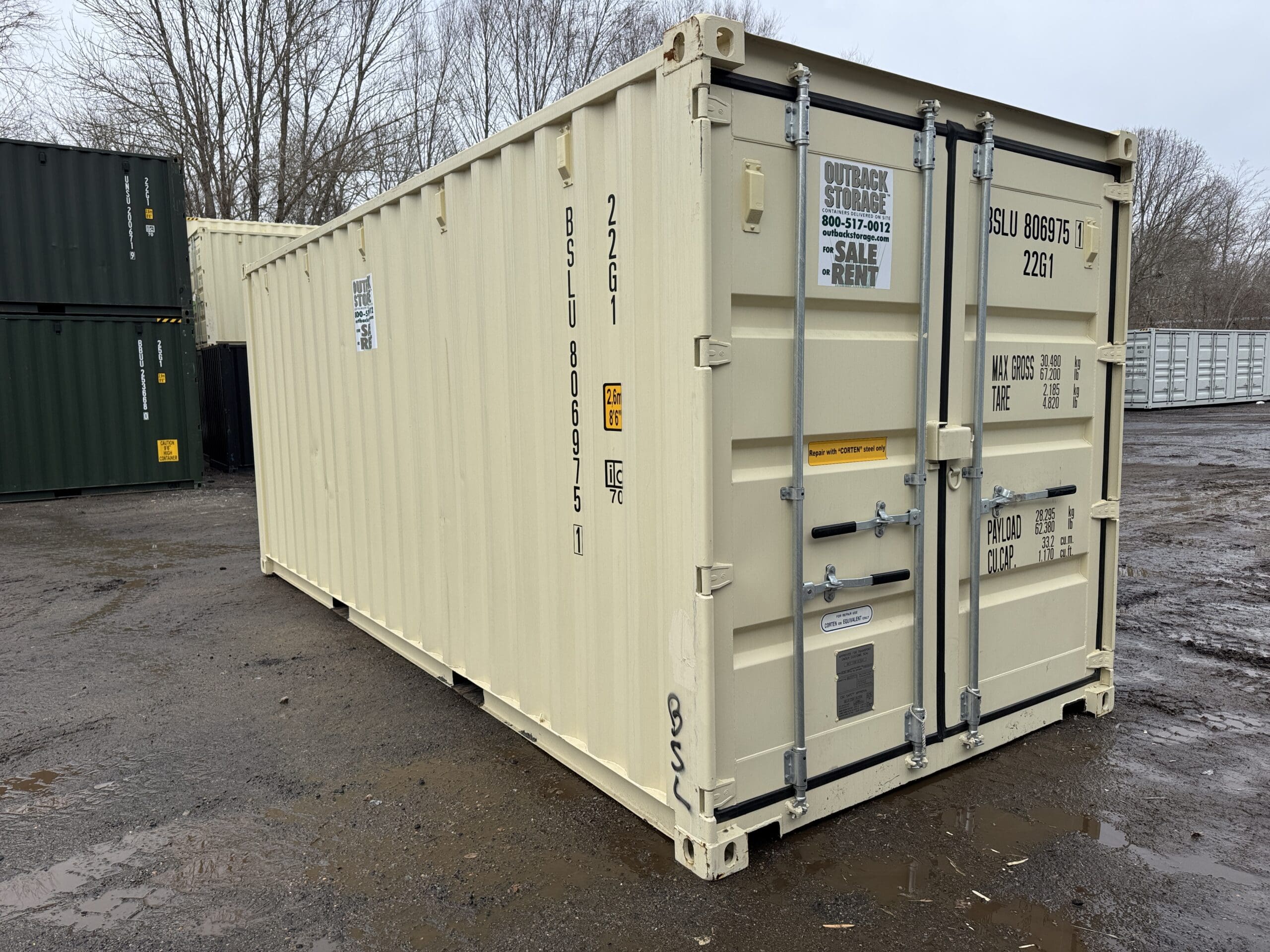 20ft New Shipping Container – Wind & Watertight – Beige — 20ft — new (image 1 of 12)