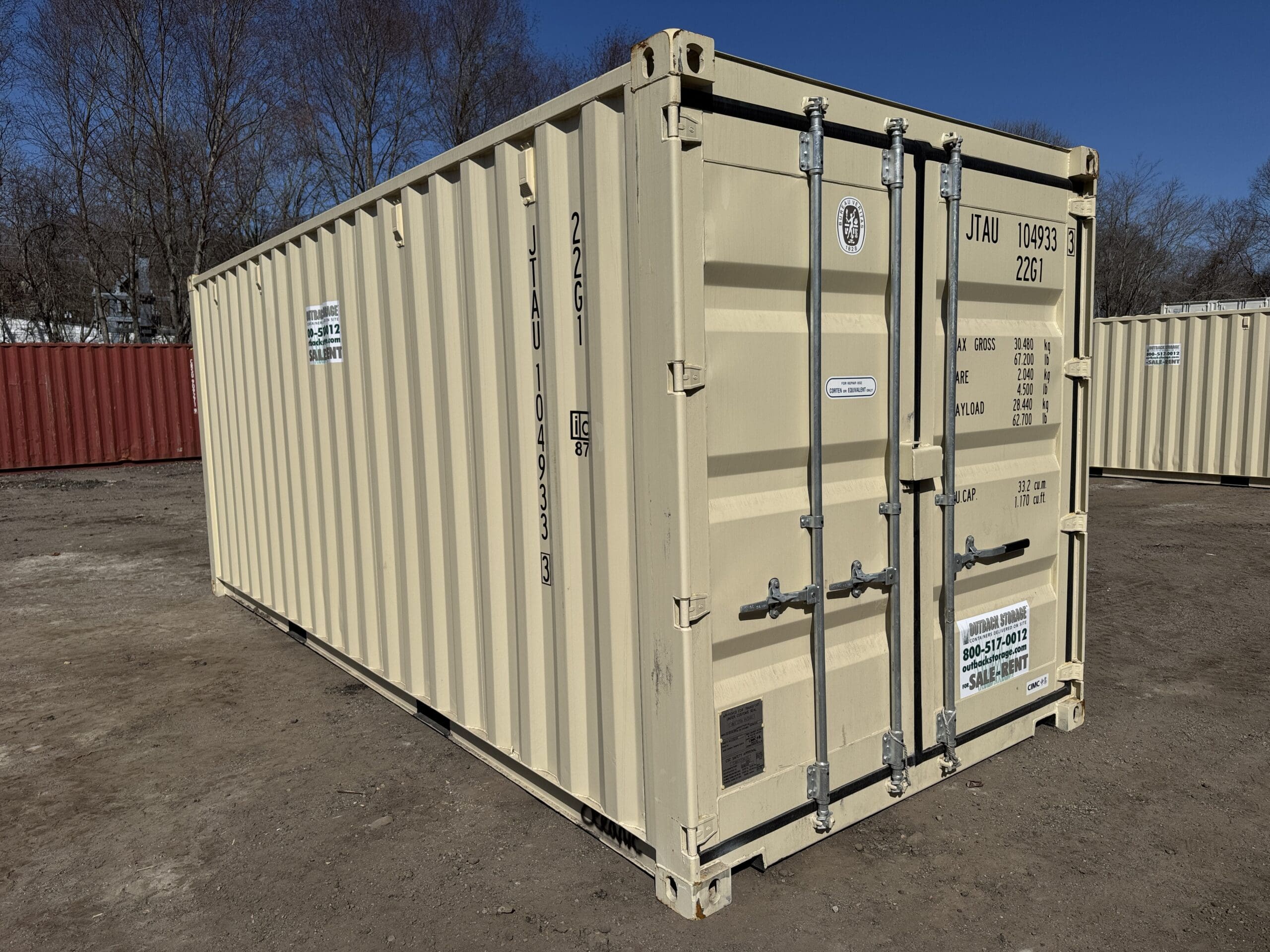 20ft New Shipping Container – Wind & Watertight – Beige — 20ft — new (image 1 of 12)
