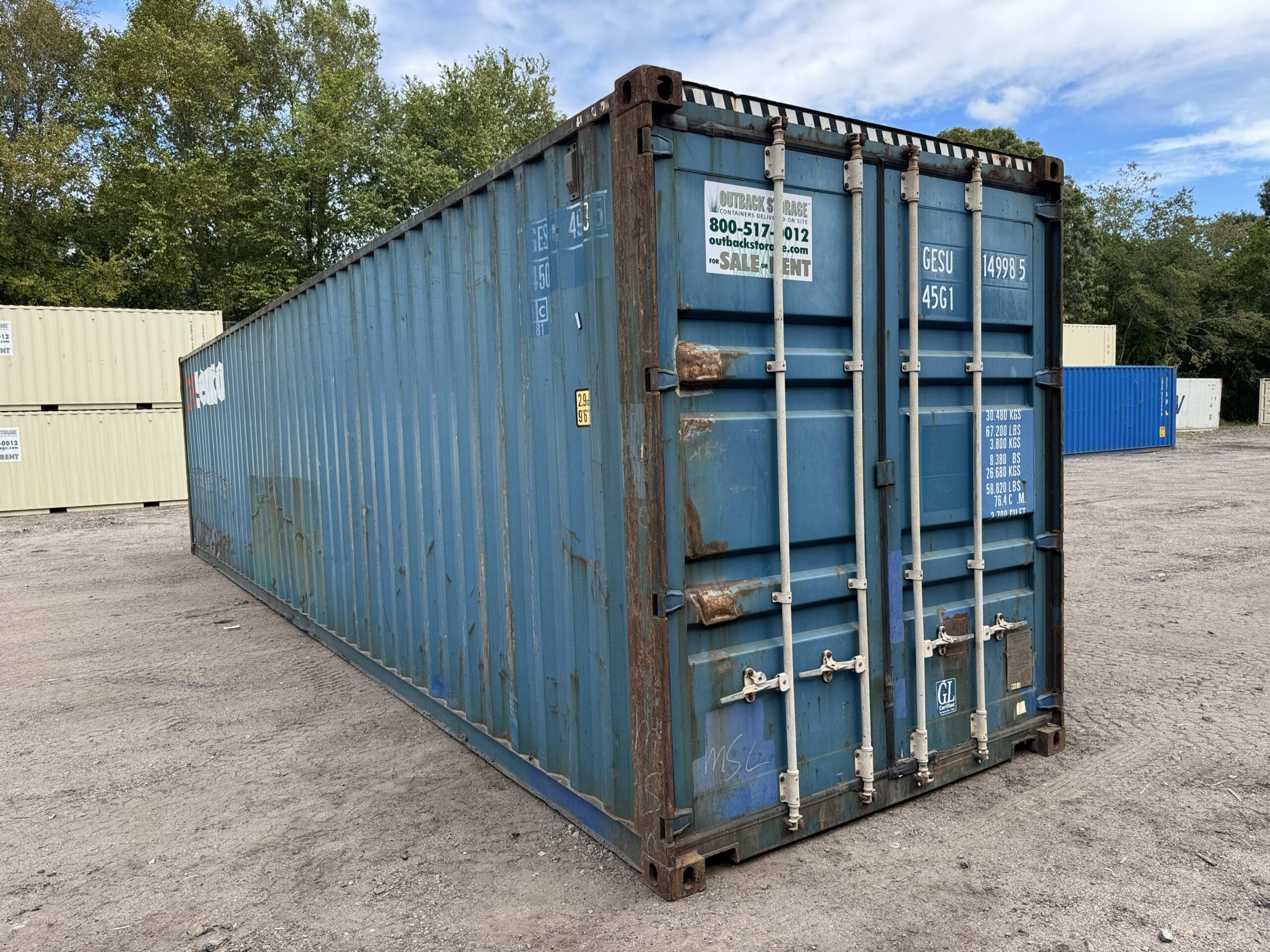 40ft Used High Cube Shipping Container – Wind & Watertight – Blue — 40ft — used (image 1 of 12)