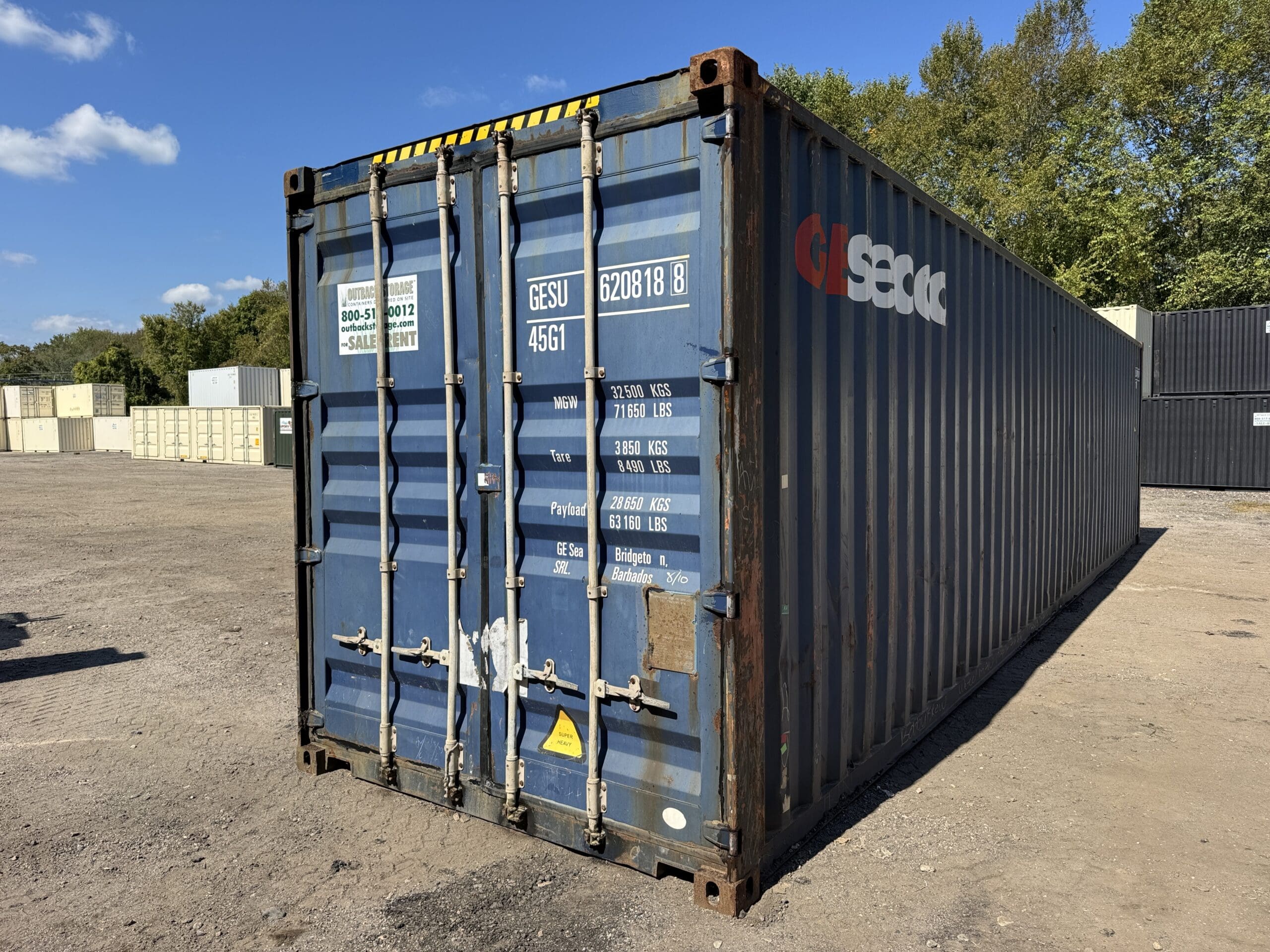 40ft Used High Cube Shipping Container – Wind & Watertight – Blue — 40ft — used (image 1 of 12)