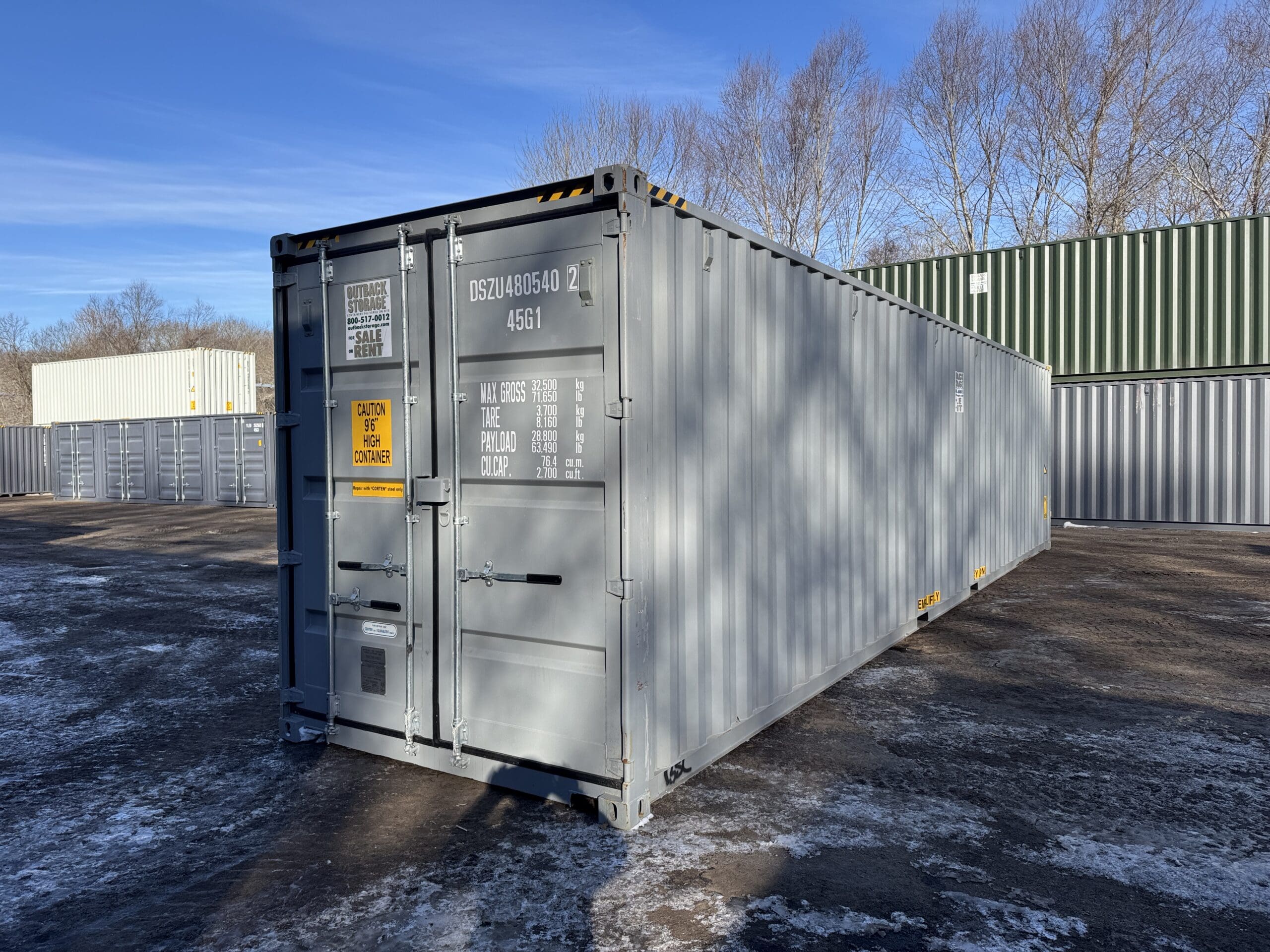 40ft New High Cube Shipping Container – Wind & Watertight – Gray — 40ft — new (image 1 of 12)