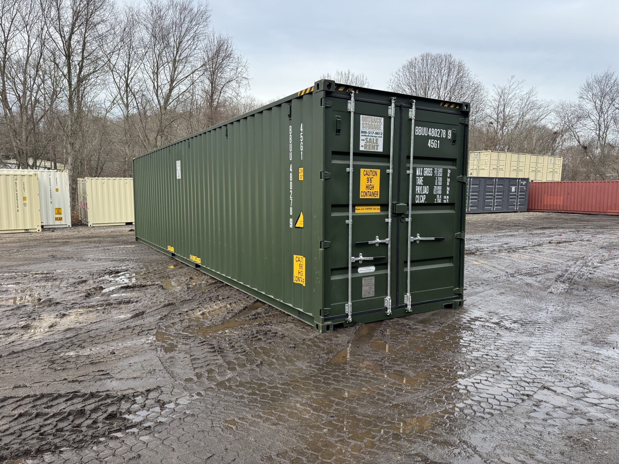 40ft New High Cube Shipping Container – Wind & Watertight – Green — 40ft — new (image 1 of 12)