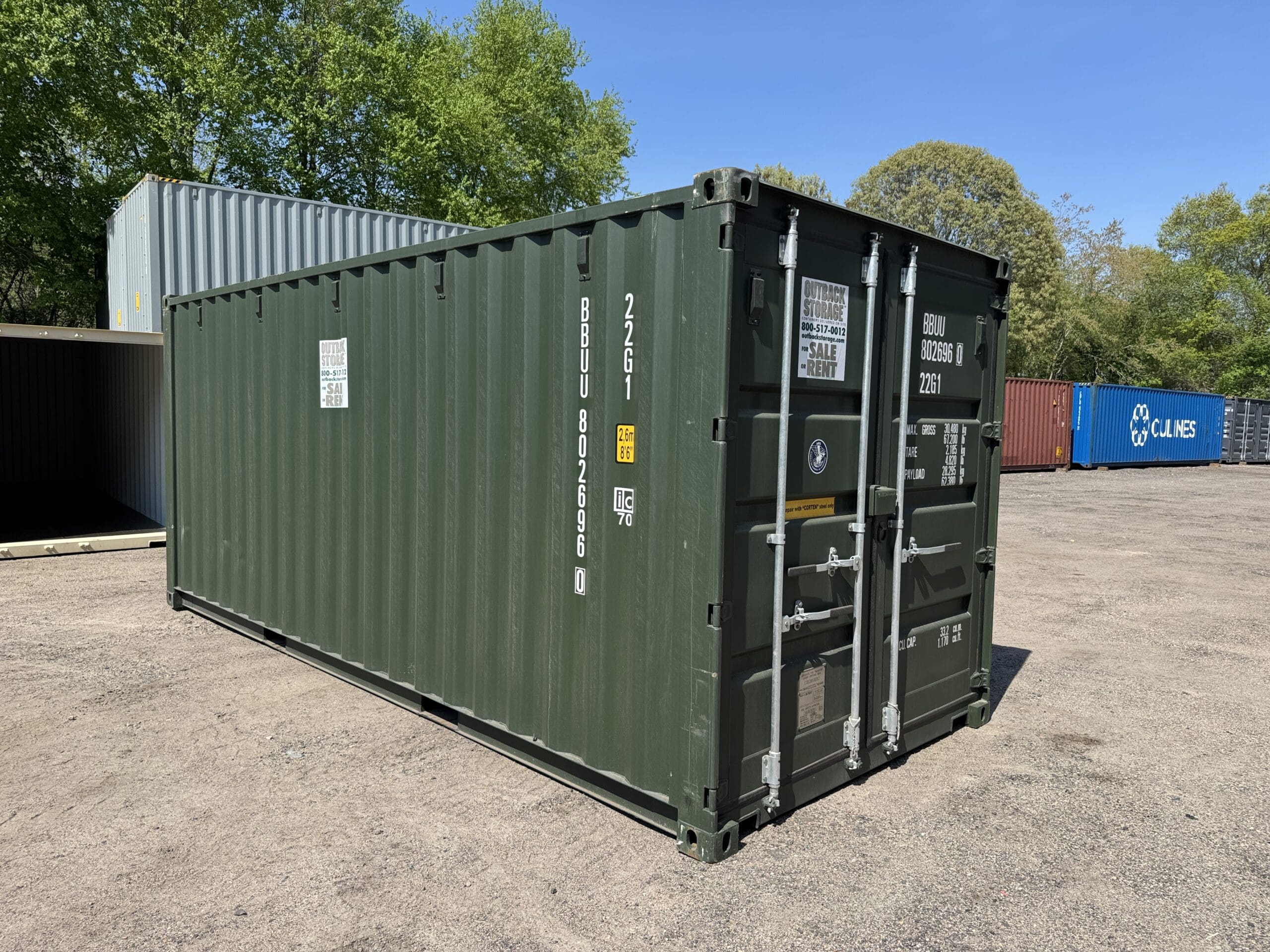 20ft New Shipping Container – Wind & Watertight – Green — 20ft — new (image 1 of 12)