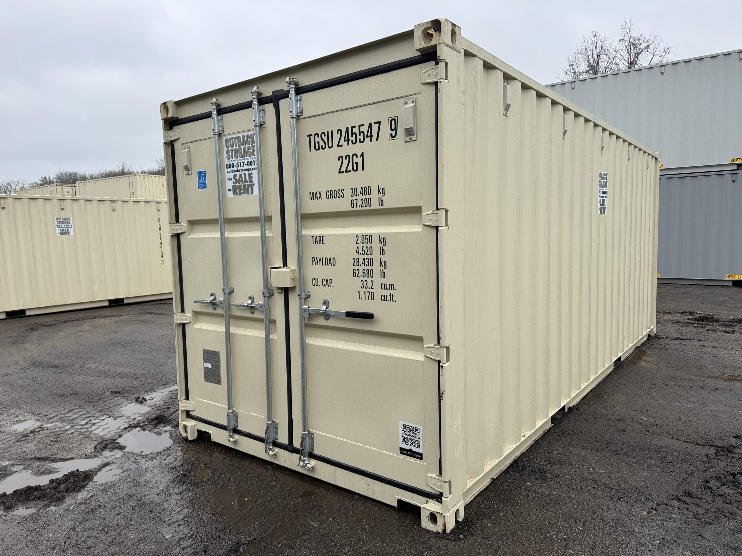 20ft New Shipping Container – Wind & Watertight – Beige — 20ft — new (image 1 of 12)