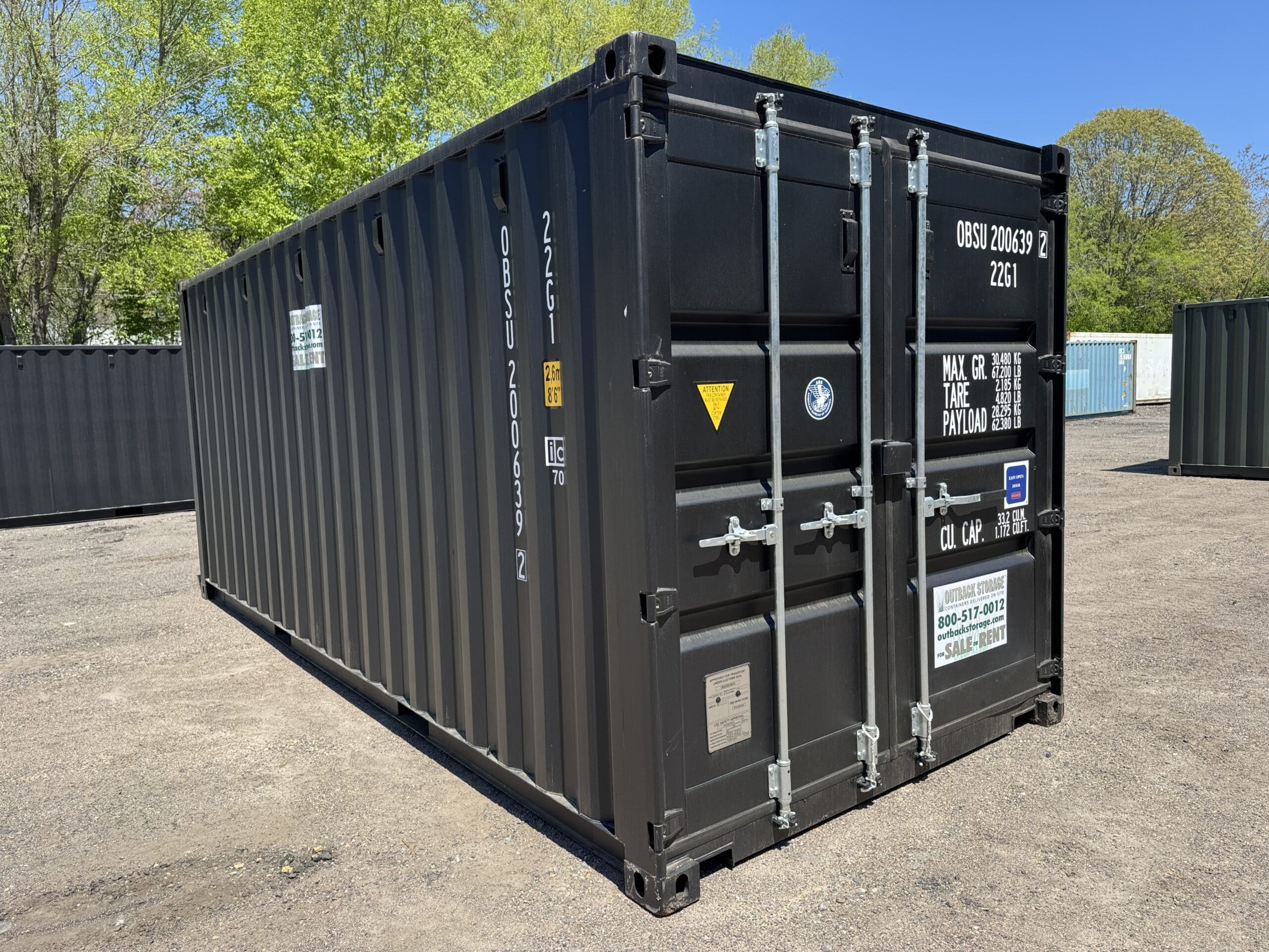 20ft New Shipping Container – Wind & Watertight – Black — 20ft — new (image 1 of 12)