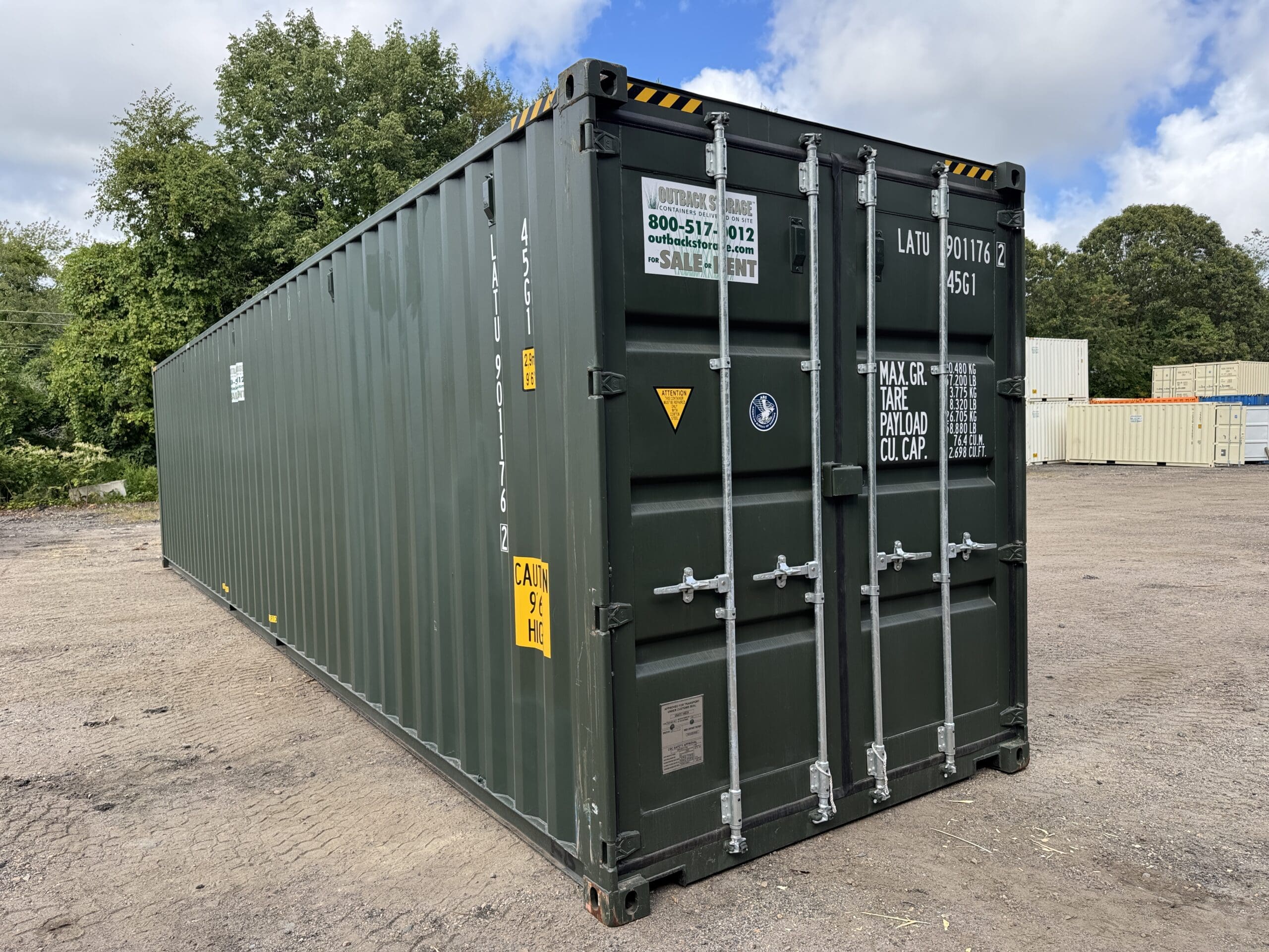 40ft New High Cube Shipping Container – Wind & Watertight – Green — 40ft — new (image 1 of 12)
