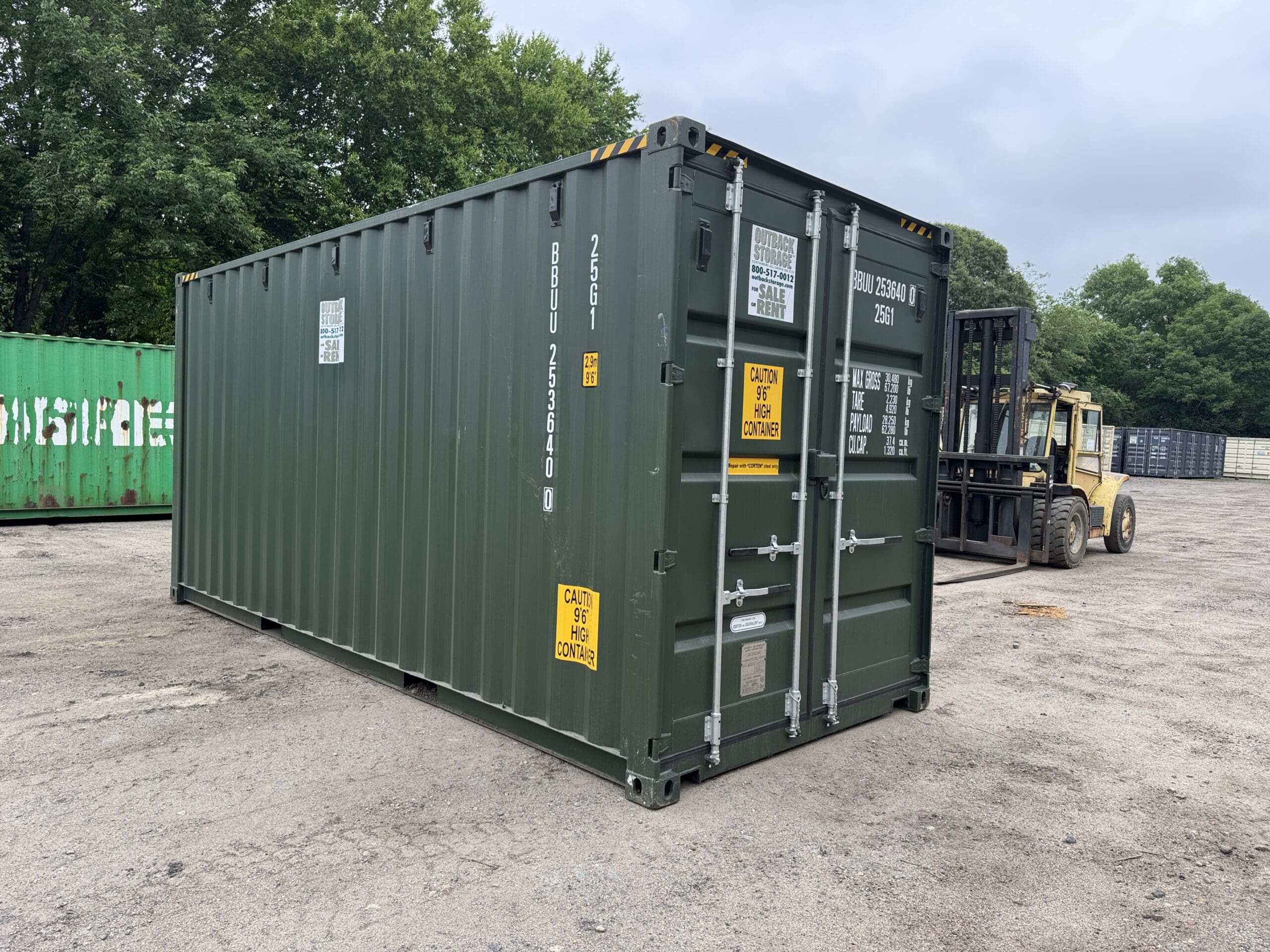 20ft New High Cube Shipping Container – Wind & Watertight – Green — 20ft — new (image 1 of 12)