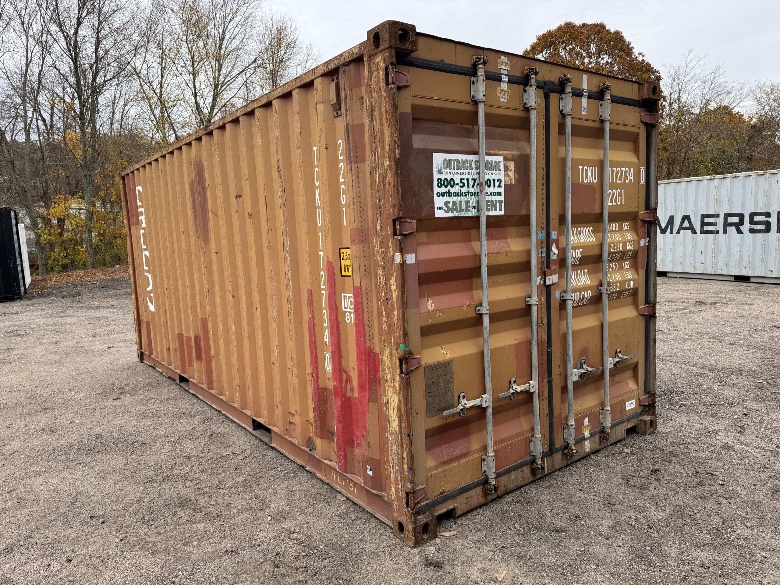 20ft Used Shipping Container – Wind & Watertight – Burnt Orange — 20ft — used (image 1 of 12)