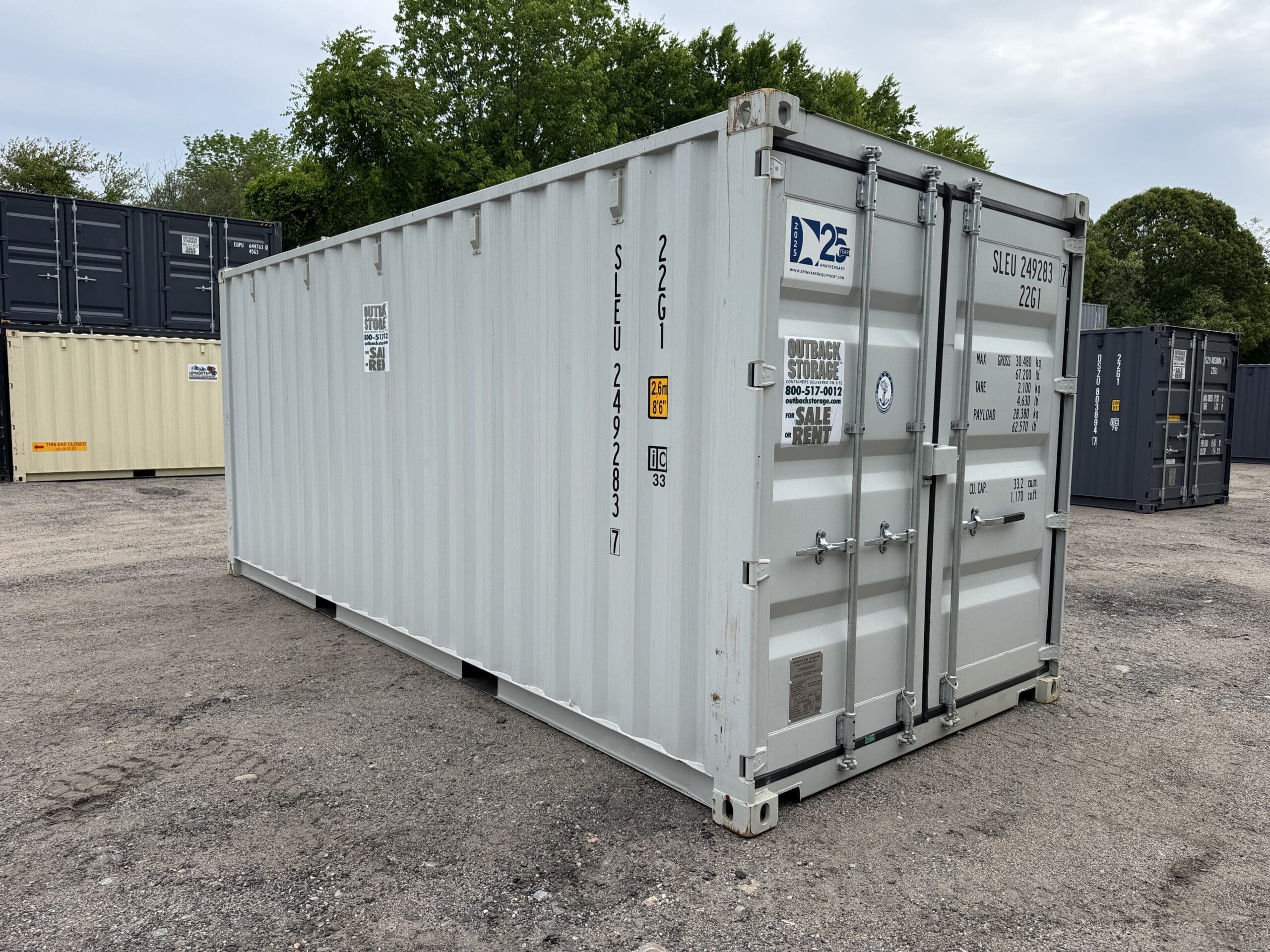 20ft New Shipping Container – Wind & Watertight – Gray — 20ft — new (image 1 of 12)