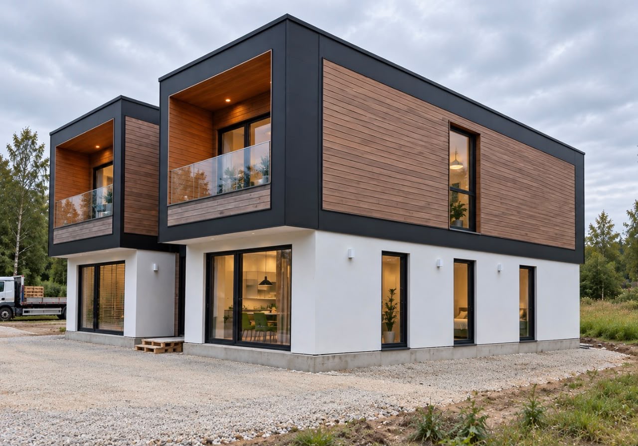 Luxury 3 Bedroom Modular Villa — Bedroom Bedroom with full-height glazing in the Luxury 3 Bedroom Prefabricated Modular Container Home Villa