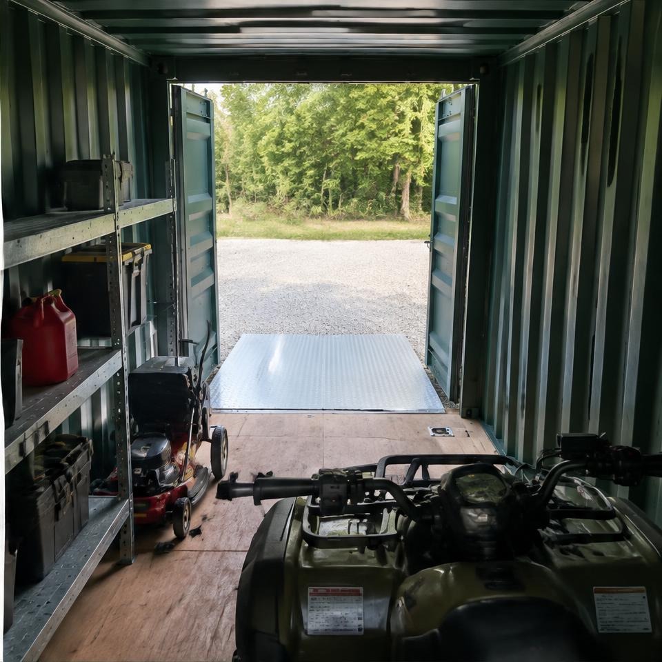 Outback Ridge 20 Compact Equipment Garage — Interior toward vehicle door Outback Ridge 20 Compact Equipment Garage — interior toward vehicle door showing the catalog configuration