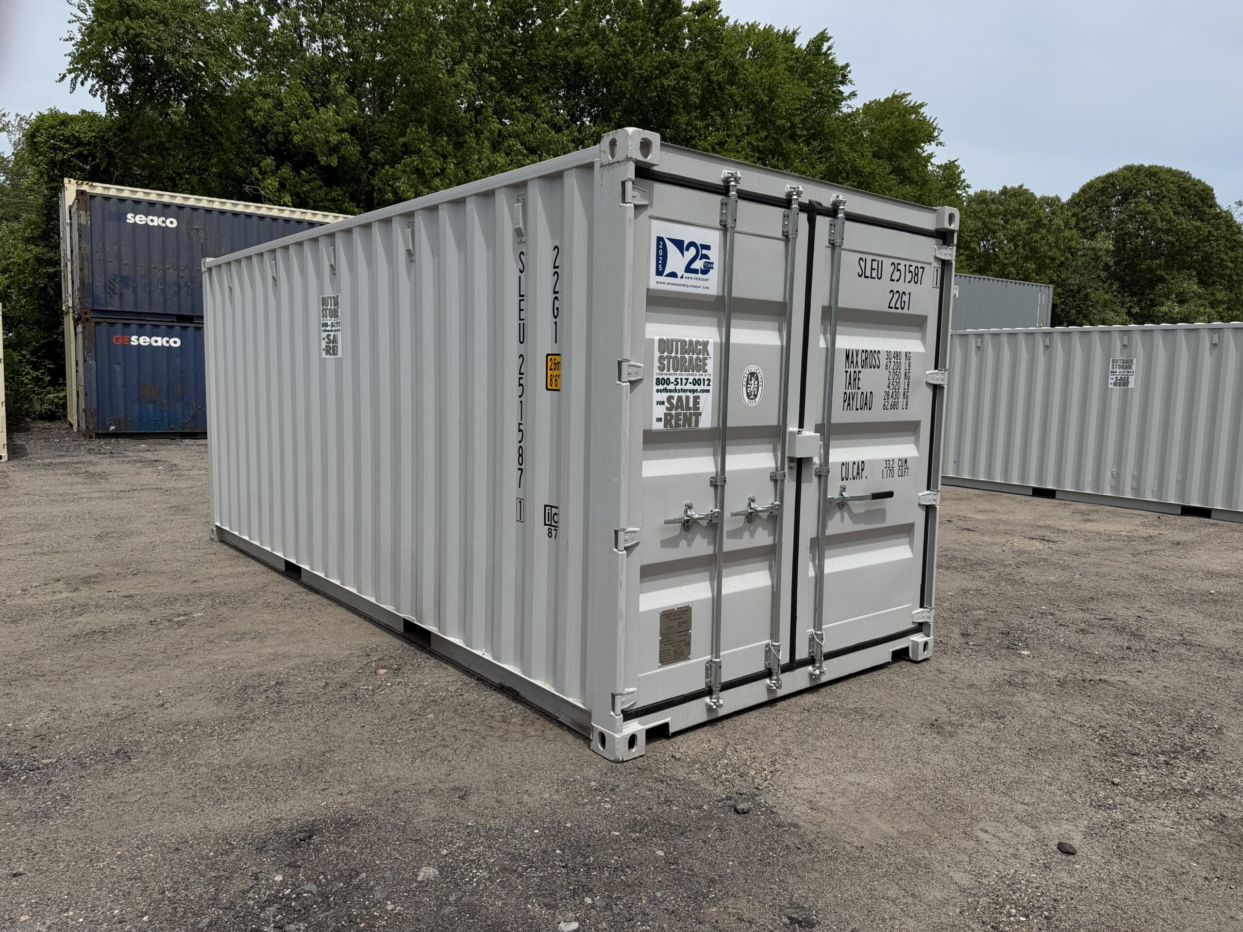 20ft New Shipping Container – Wind & Watertight – Gray — 20ft — new (image 1 of 12)