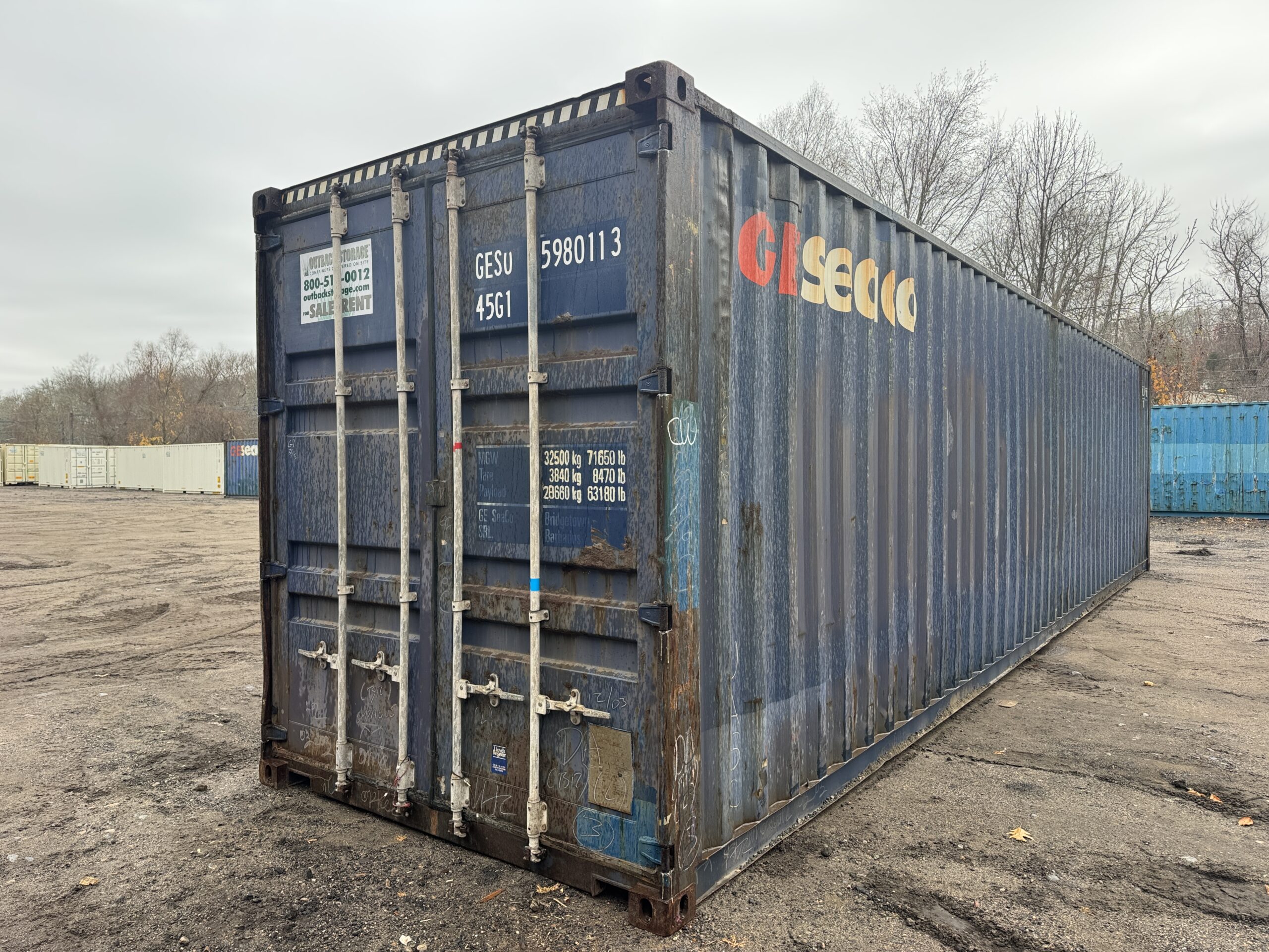 40ft Used High Cube Shipping Container – Wind & Watertight – Blue — 40ft — used (image 1 of 12)