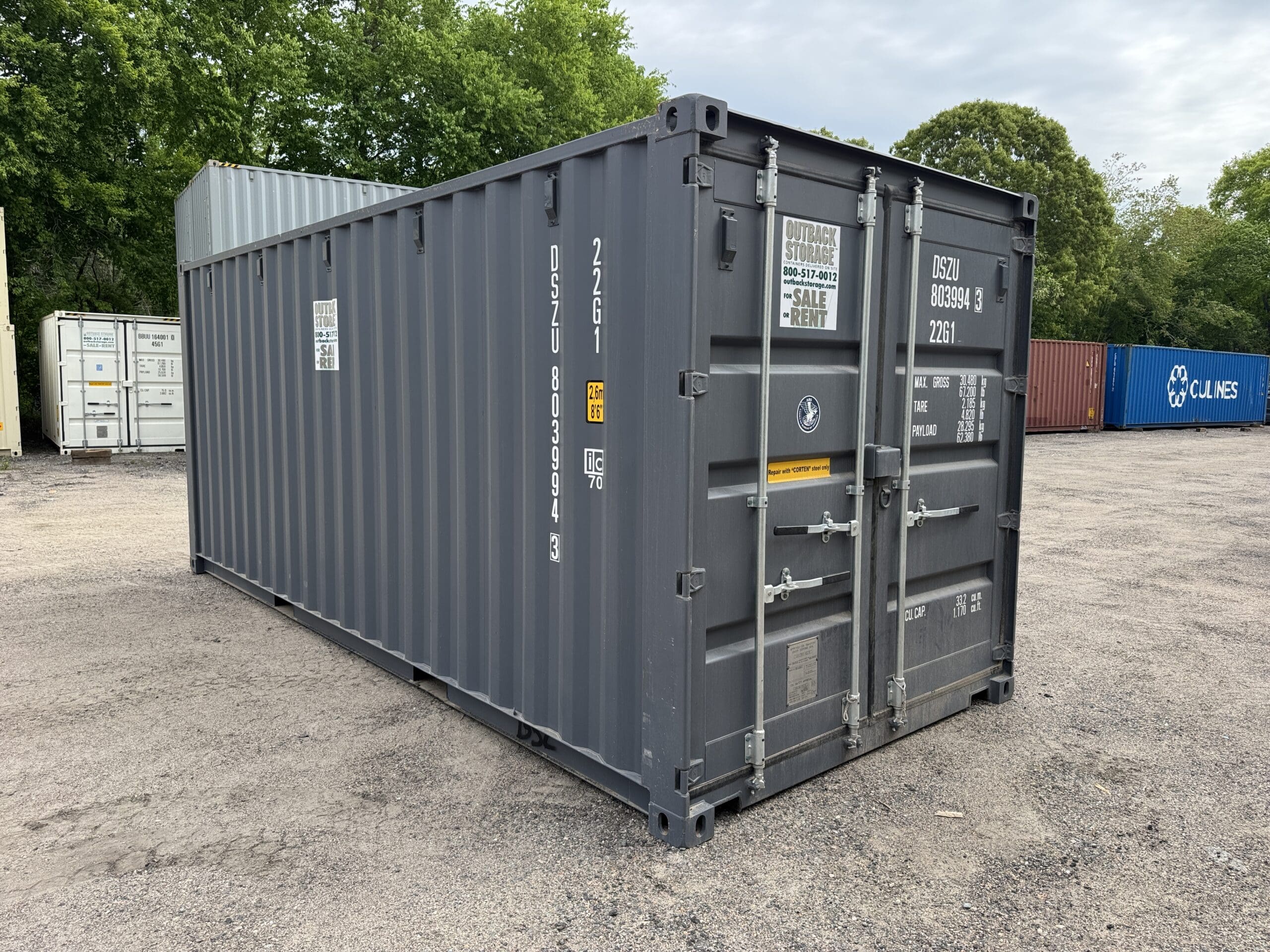 20ft New Shipping Container – Wind & Watertight – Gray — 20ft — new (image 1 of 12)