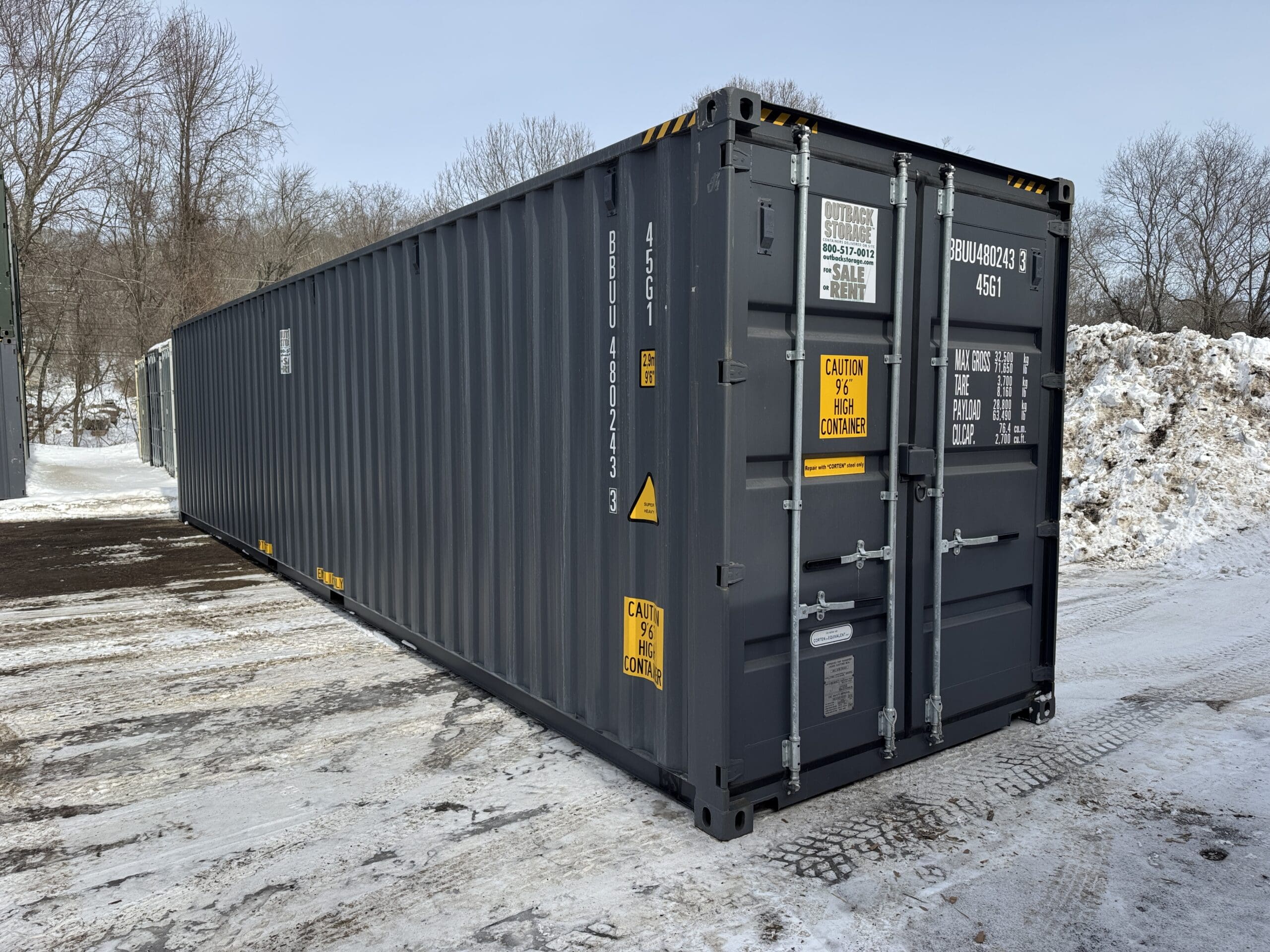 40ft New High Cube Shipping Container – Wind & Watertight – Gray — 40ft — new (image 1 of 12)