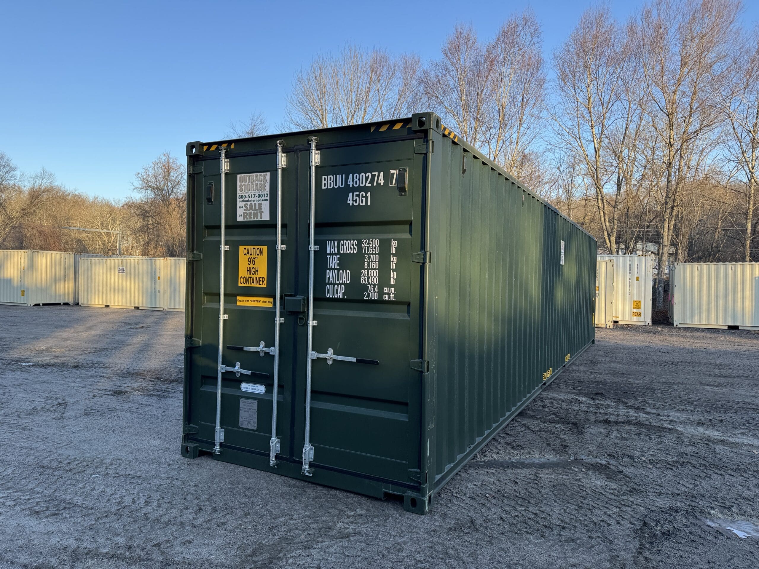 40ft New High Cube Shipping Container – Wind & Watertight – Green — 40ft — new (image 1 of 12)