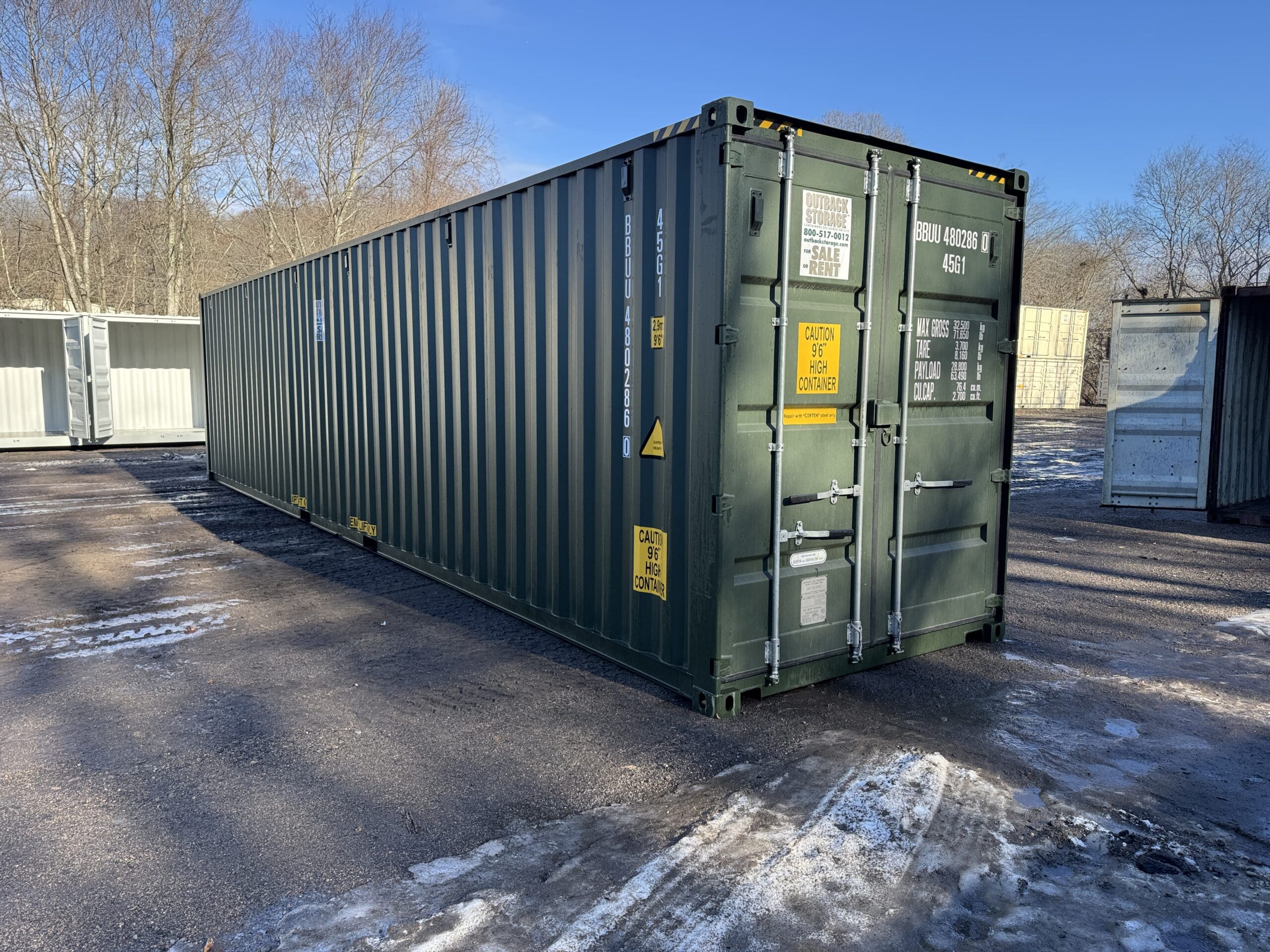 40ft New High Cube Shipping Container – Wind & Watertight – Green — 40ft — new (image 1 of 12)