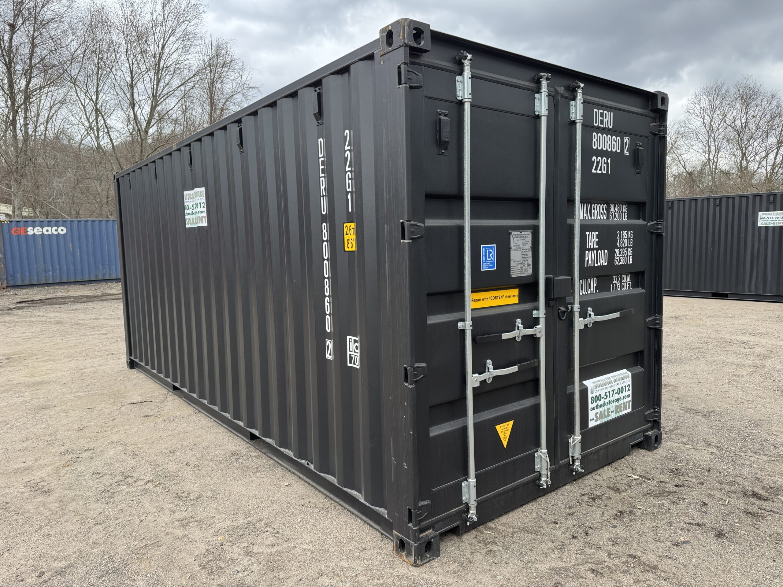 20ft New Shipping Container – Wind & Watertight – Black — 20ft — new (image 1 of 12)