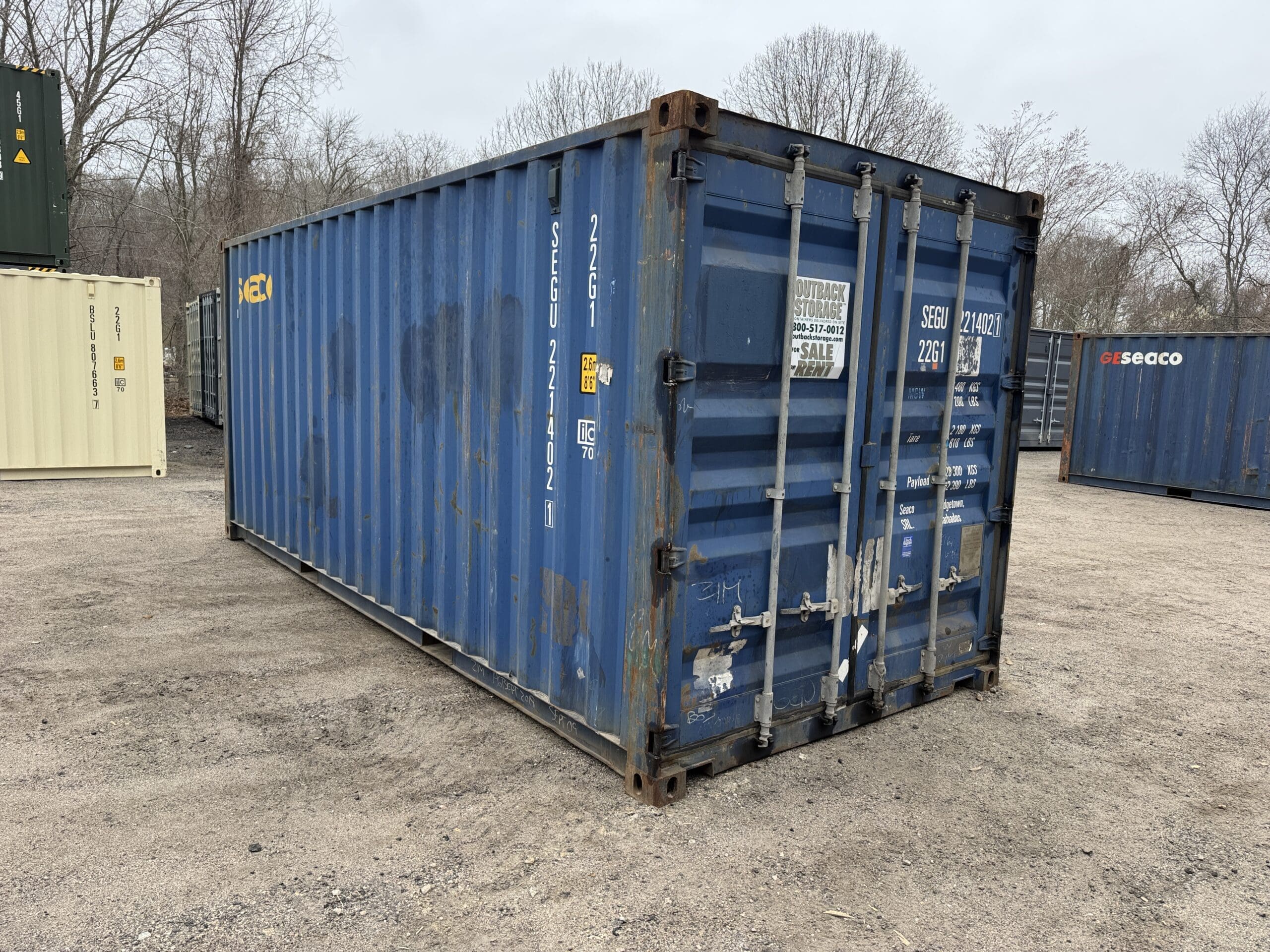 20ft Used Shipping Container – Wind & Watertight – Blue — 20ft — used (image 1 of 12)