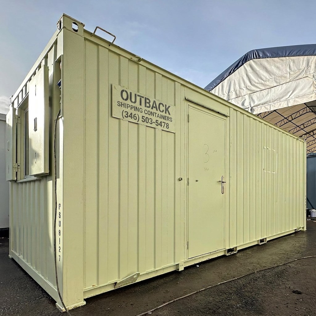 21x8ft — Office & Storage Unit 50/50 Split — Cabin / Container Store — Portable Anti-Vandal Building — exterior view