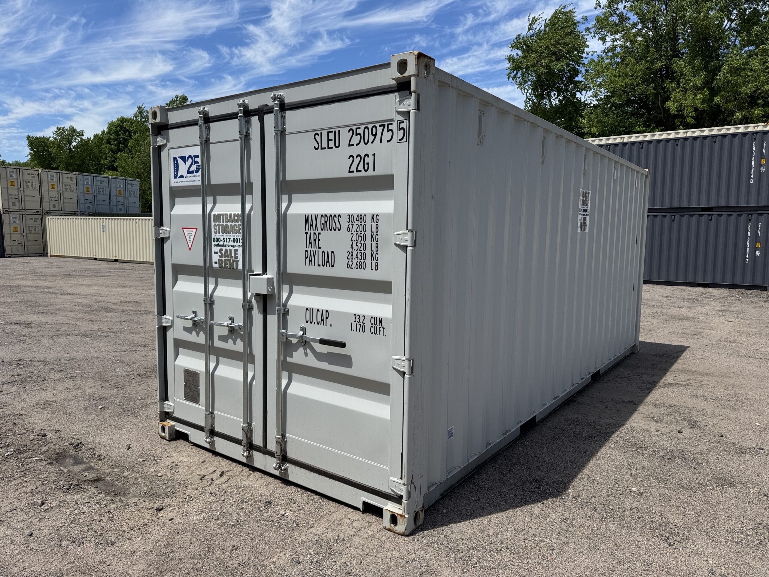 20ft New Shipping Container – Wind & Watertight – Gray — 20ft — new (image 1 of 12)