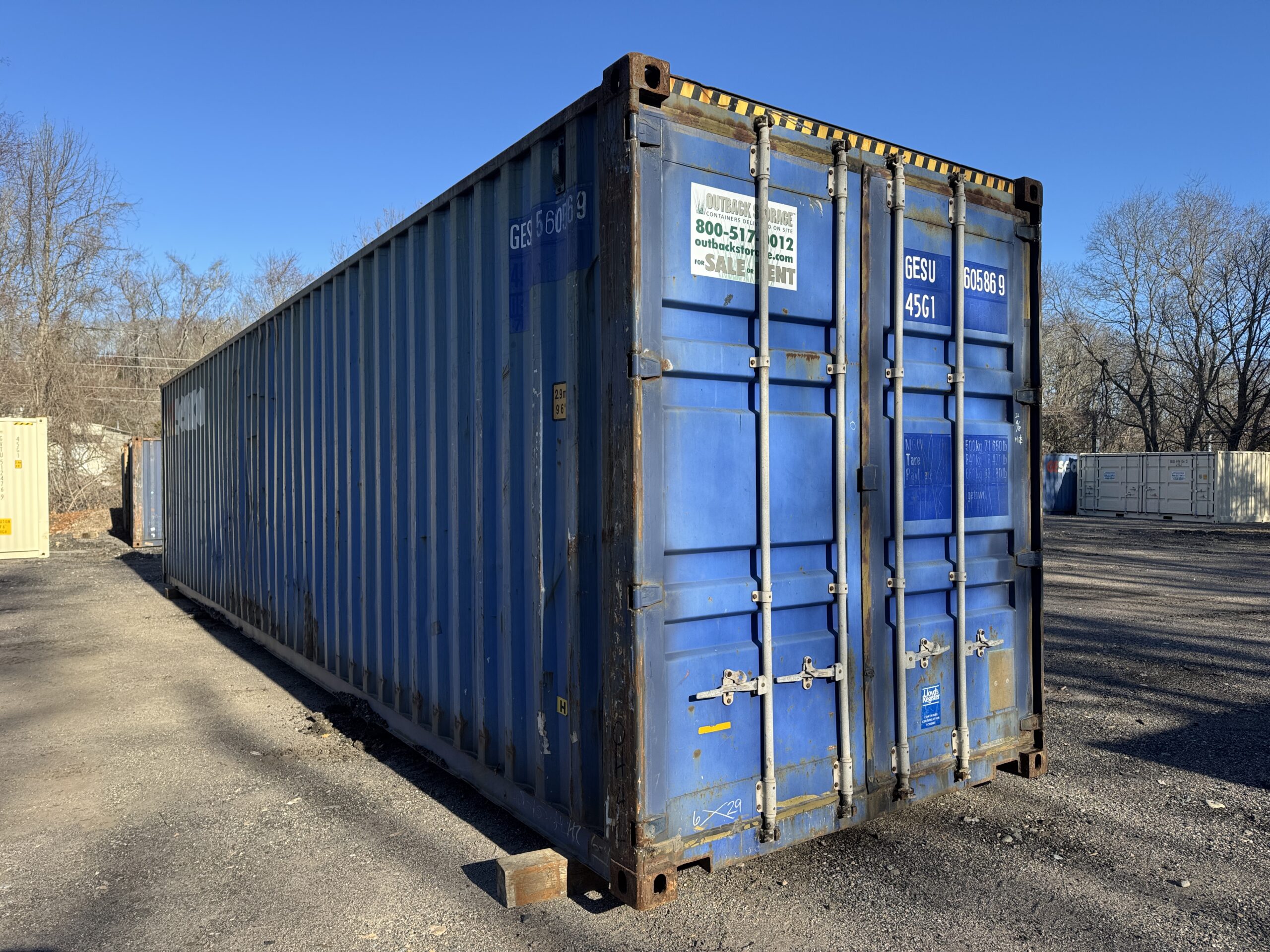 40ft Used High Cube Shipping Container – Wind & Watertight – Blue — 40ft — used (image 1 of 12)