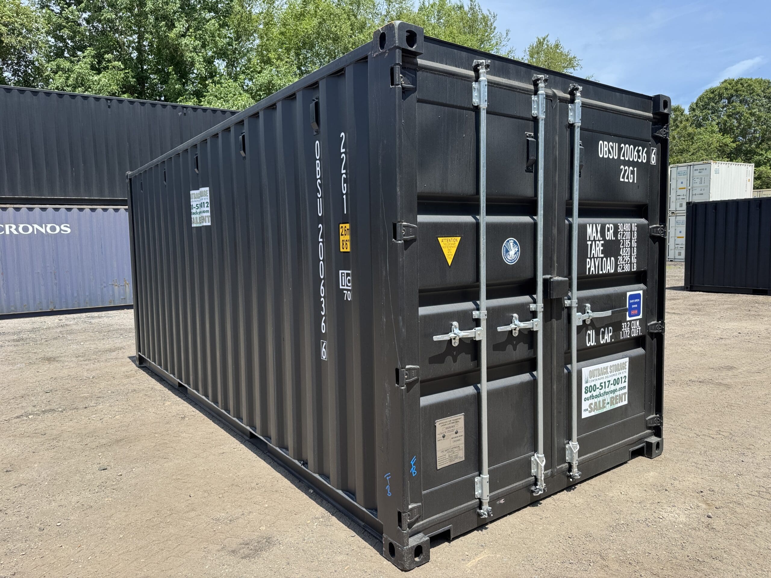 20ft New Shipping Container – Wind & Watertight – Black — 20ft — new (image 1 of 12)