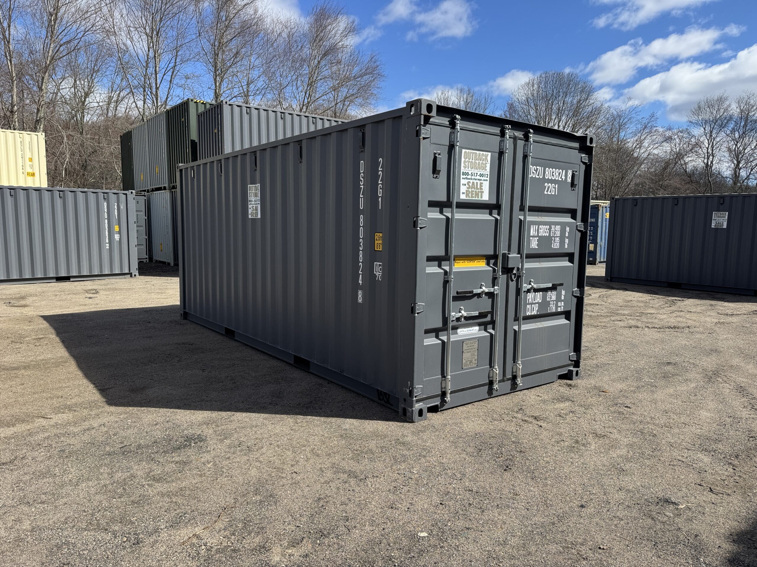 20ft New Shipping Container – Wind & Watertight – Gray — 20ft — new (image 1 of 12)